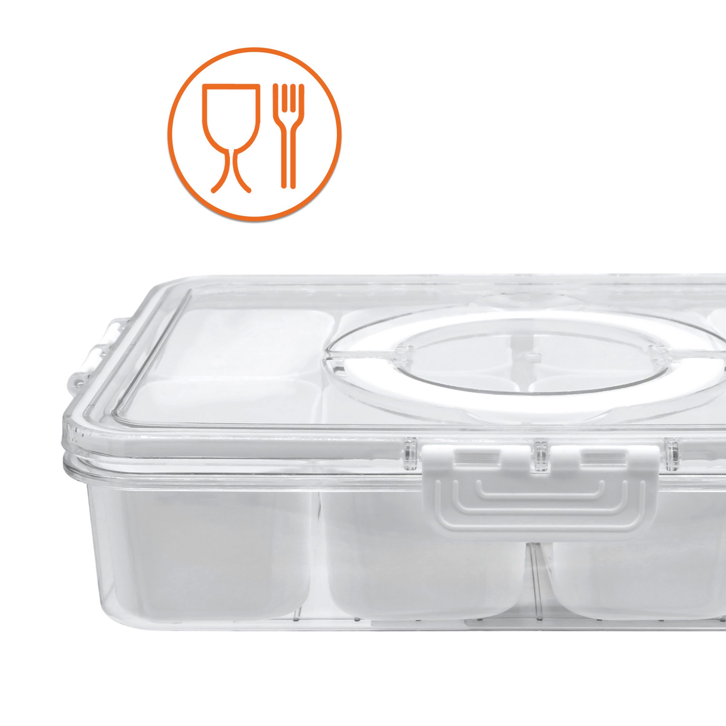 Spetebo Frischhaltedose Snackbox auslaufsicher mit 8 Schalen und Deckel, Kunststoff, (Anzahl, 1-tlg., 31 x 24 cm), Snack Transportbox luftdicht mit 8 Fächern