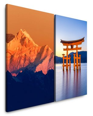Sinus Art Leinwandbild 2 Bilder je 60x90cm Itsukushima-Schrein roter Schrein Himalaja Japan Religion Buddhismus Beruhigend