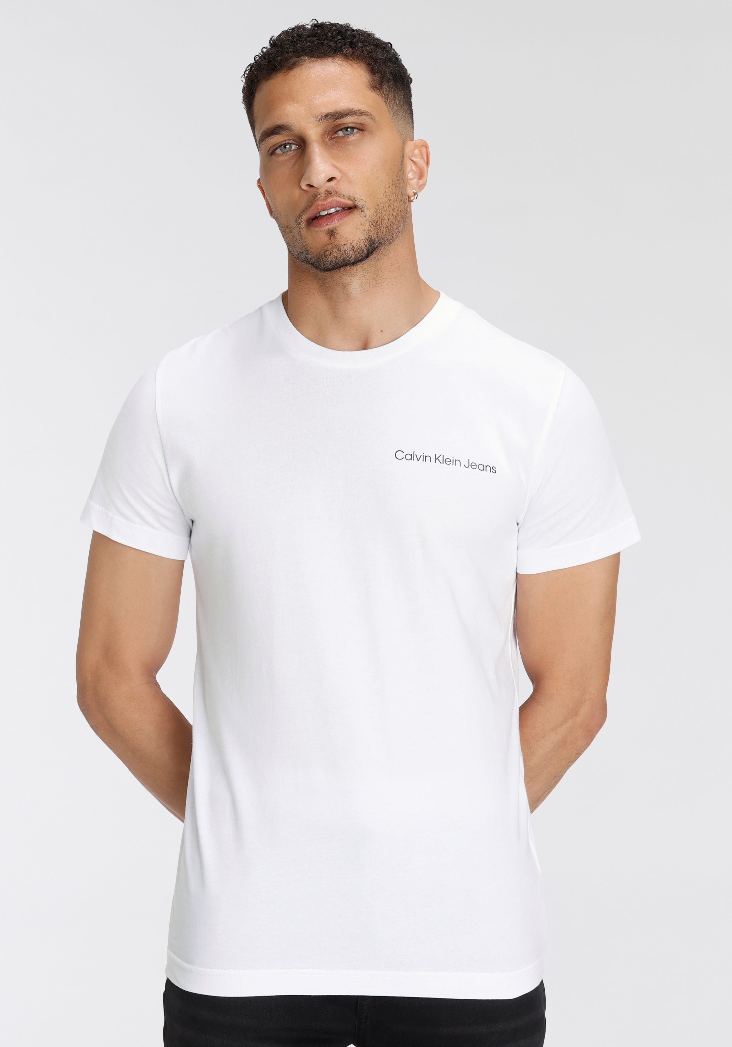 Calvin Bright T-Shirt TEE CHEST SLIM White INSTITUTIONAL Klein Jeans