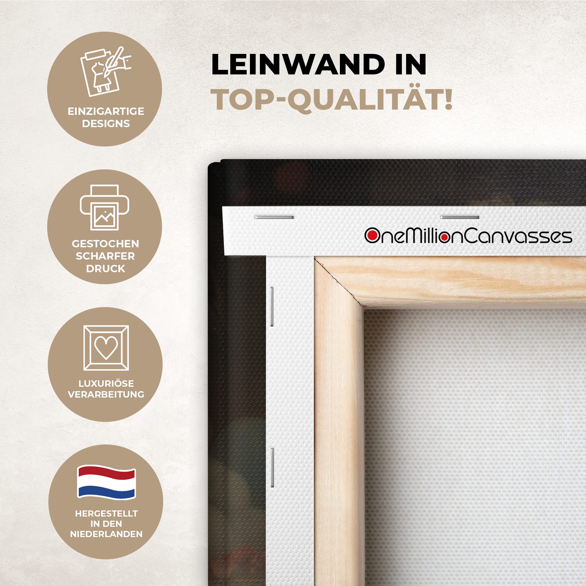 OneMillionCanvasses® Leinwandbild Frau - Barockes Kleid - Kaugummi, Fotodruck (1 St), Wandbild, Deko Schlafzimmer Wohnzimmer Flur 20x20 cm