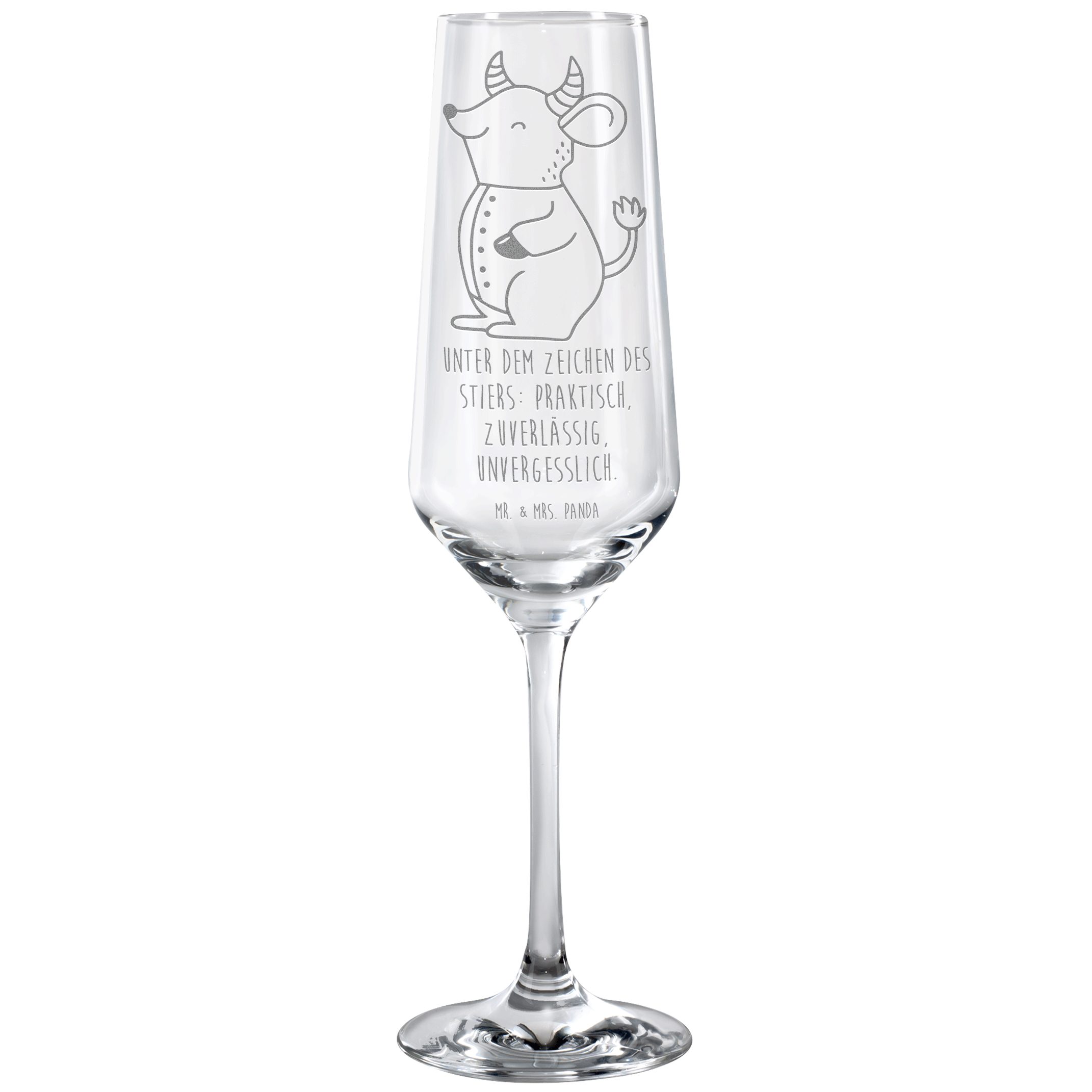 Mr. & Mrs. Panda Sektglas Stier Astrologie, Sektglas, Transparent, Sektflöte, Sektglas Klassisc, Premium Glas, Perlweinglas Sektglas Für Party Sektglas Dekorativ