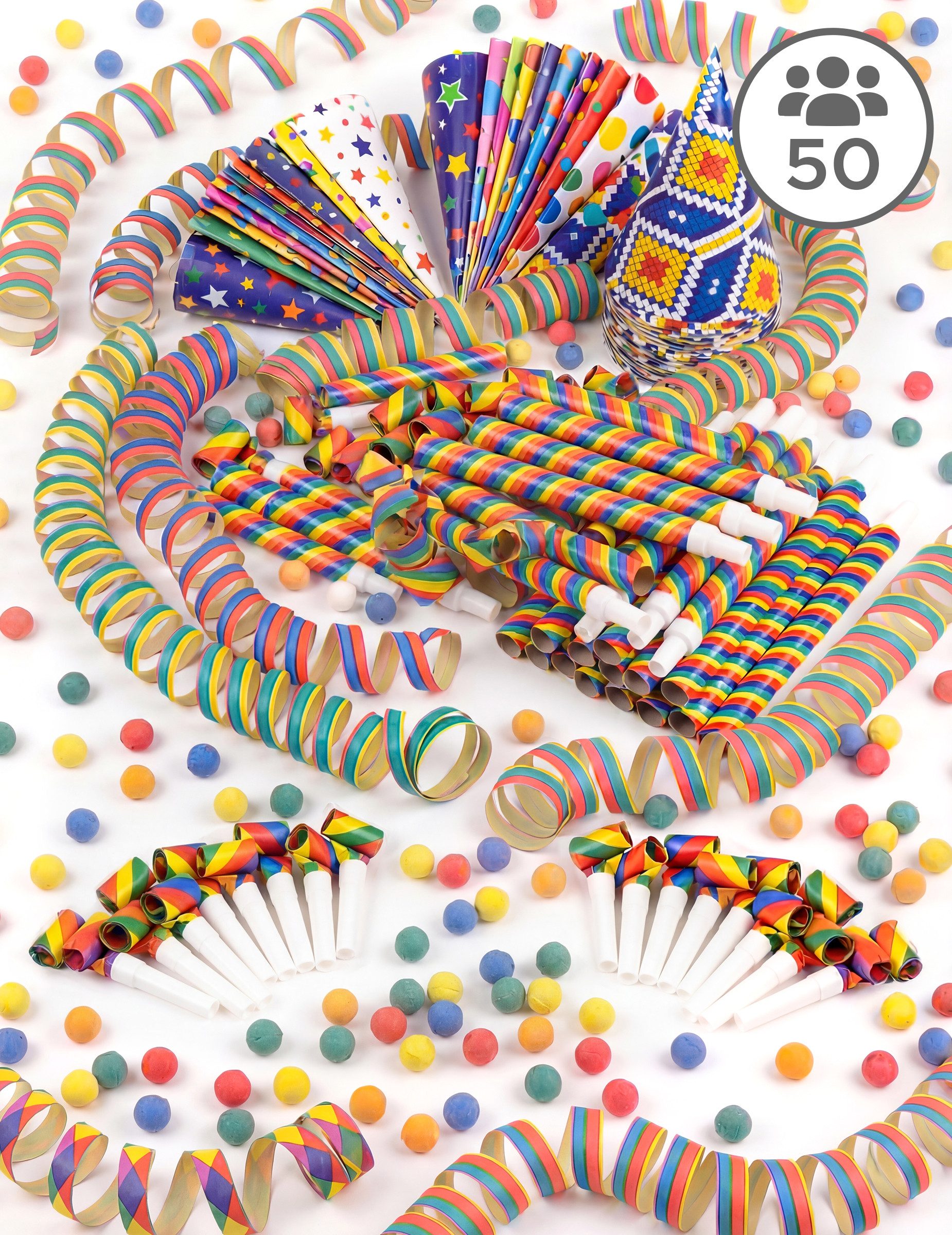 PartyPro Kostüm Buntes Konfetti-Set 50 Personen