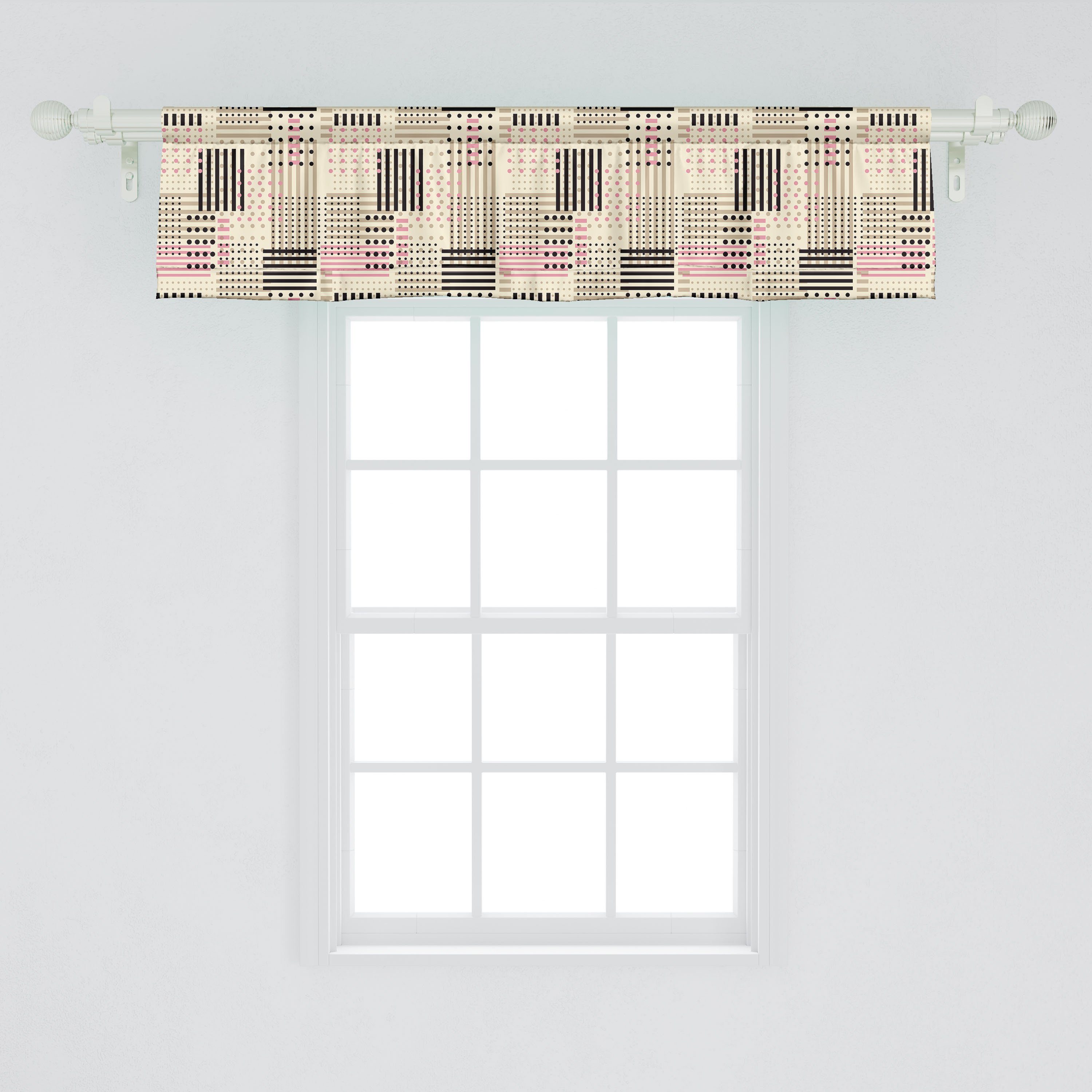 Vorhang Volant Dekor Abstrakt Schlafzimmer Küche Stangentasche, Microfaser, Abakuhaus, Punkt-Streifen-Kunst Scheibengardine mit Geometrische für