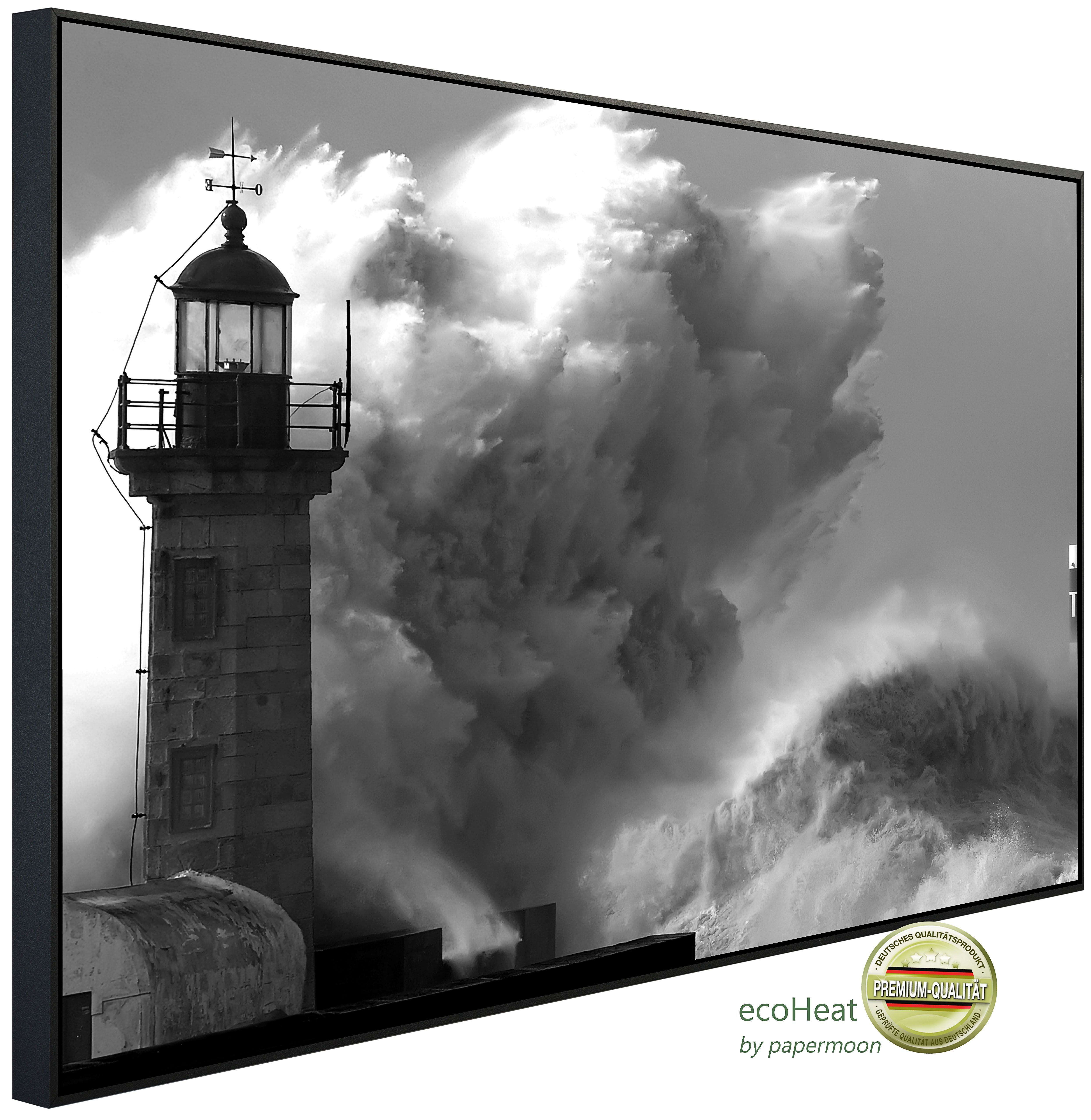 Papermoon Infrarotheizung INFRAROT-BILD-HEIZUNG, Leuchtturm Schwarz & Weiß, TÜV-Rheinland/GS zertifiziert, angenehme Strahlungswärme
