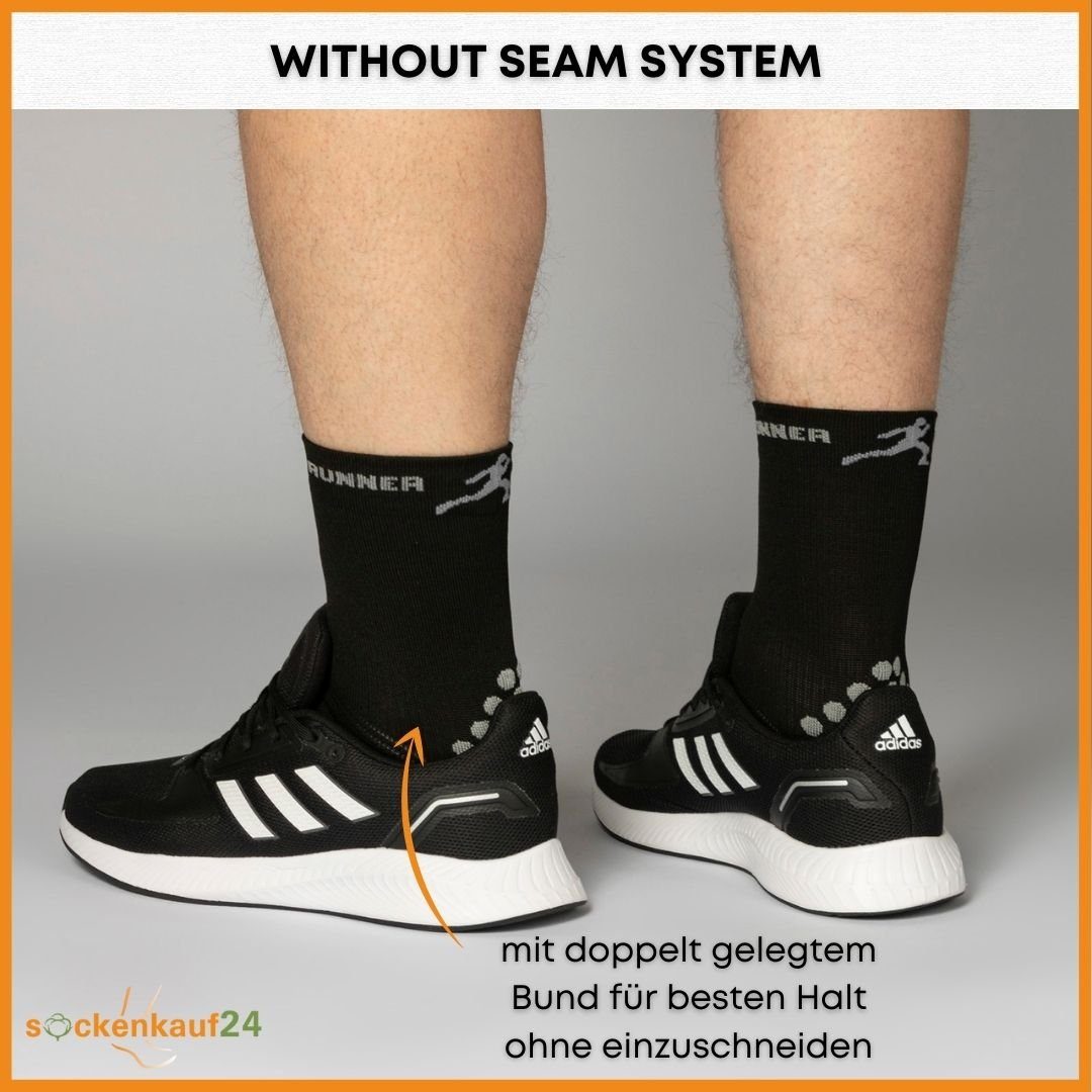 sockenkauf24 Laufsocken Sportsocken für Herren & Damen Laufsocken (3xSchwarz, 3-Paar, 47-50) Atmungsaktive Running Socks 50201P WP