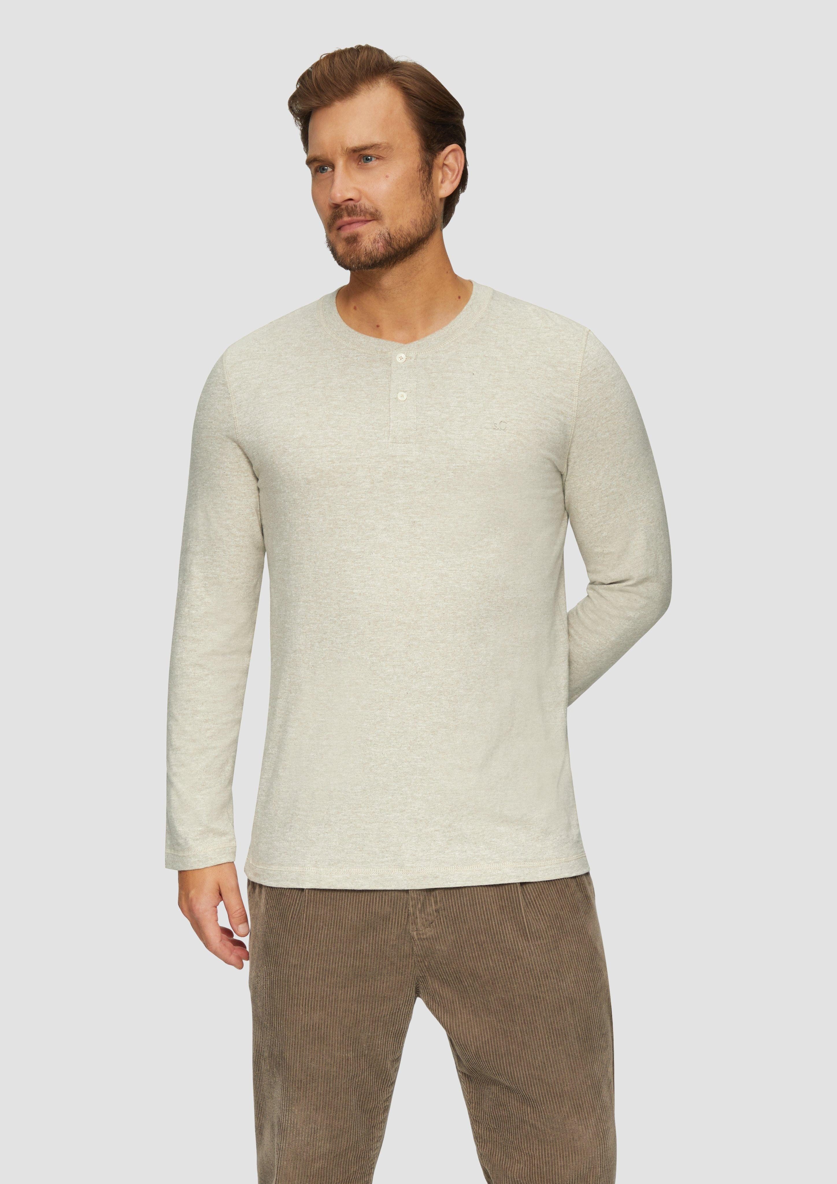 s.Oliver Langarmshirt Meliertes Longsleeve mit Henley-Ausschnitt günstig online kaufen