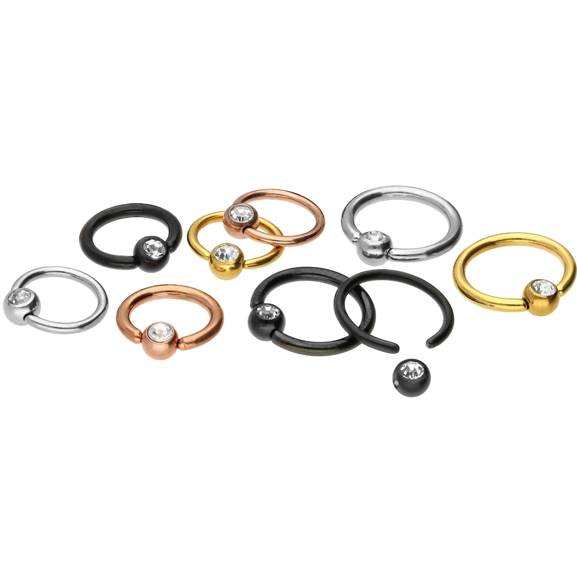 PIERCINGLINE Nasenpiercing Chirurgenstahl Klemmkugelring KRISTALL (Klemm-Ri günstig online kaufen