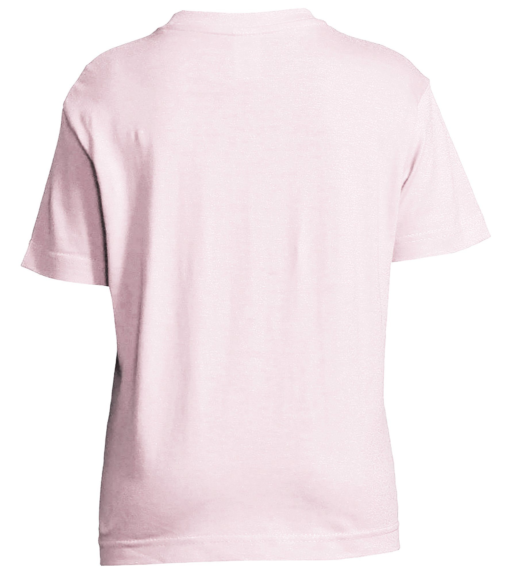 MyDesign24 Print-Shirt bedrucktes Mädchen T-Shirt Aufdruck, Baumwollshirt Silhouette i146 stehende mit Pferde rosa