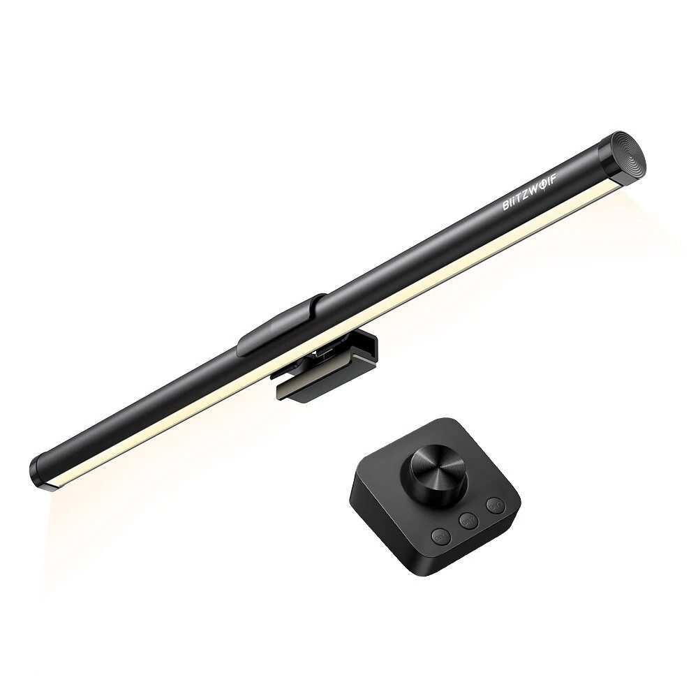 BLiTZWOLF LED Schreibtischlampe LED Monitorlampe mit Ein-/Ausschalter, Bildschirmlampe mit Touch-/Funkfernbedienung dimmbar, Memory-Funktion