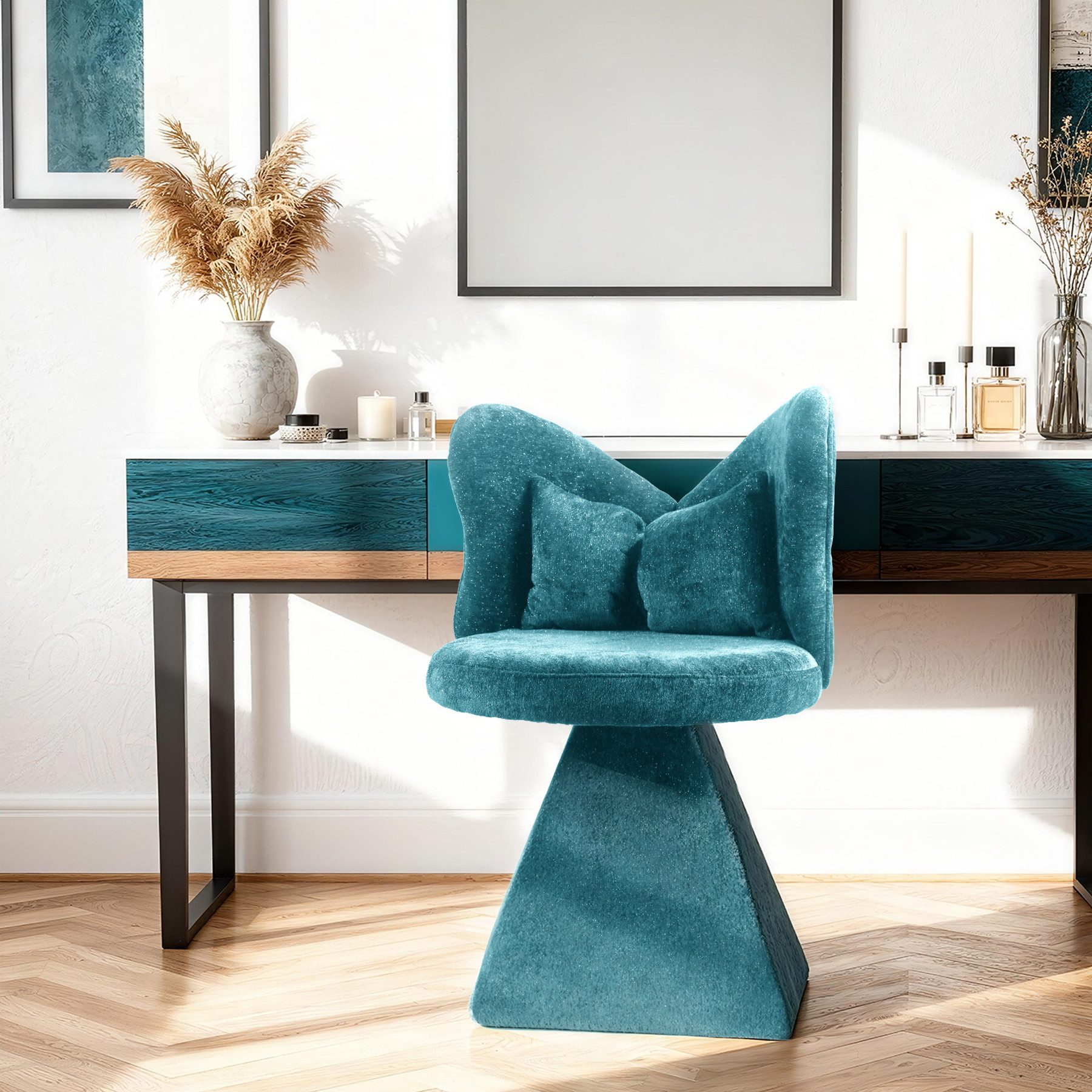 ANYSUN Polsterstuhl Vanity-Stuhl mit Schmetterlingsrückenlehne, drehbarer Akzentstuhl, (Esszimmerstühle, Make-up-Hocker fürs Schlafzimmer-Pflegemobil, 1 St), geeignet für Wohnzimmer, Arbeitszimmer und Freizeitbereiche