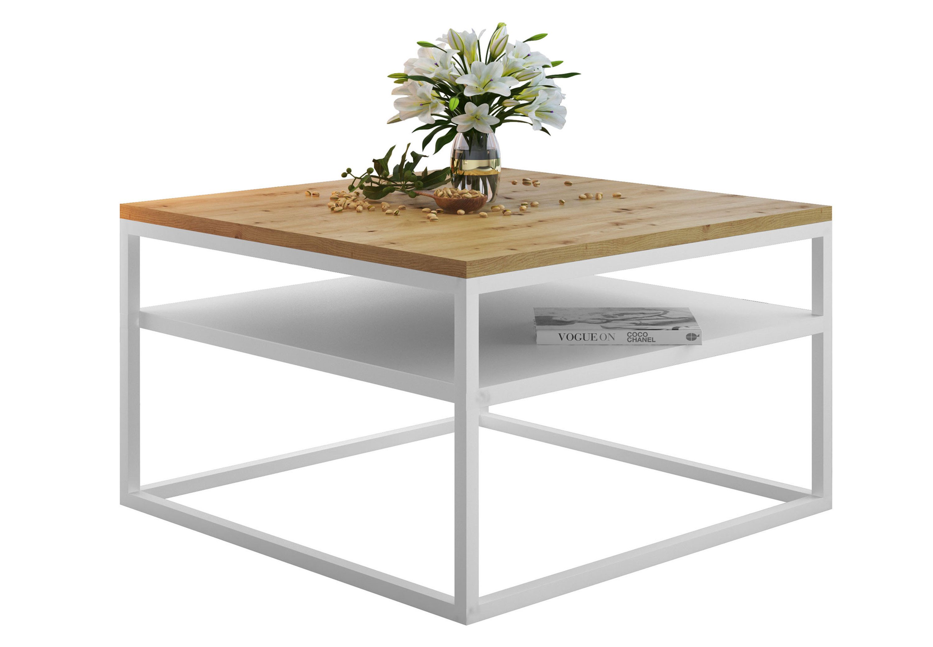 Lookway Couchtisch NOVA LOFT mit Ablage auf weißem Gestell (1x Tisch), Brei günstig online kaufen