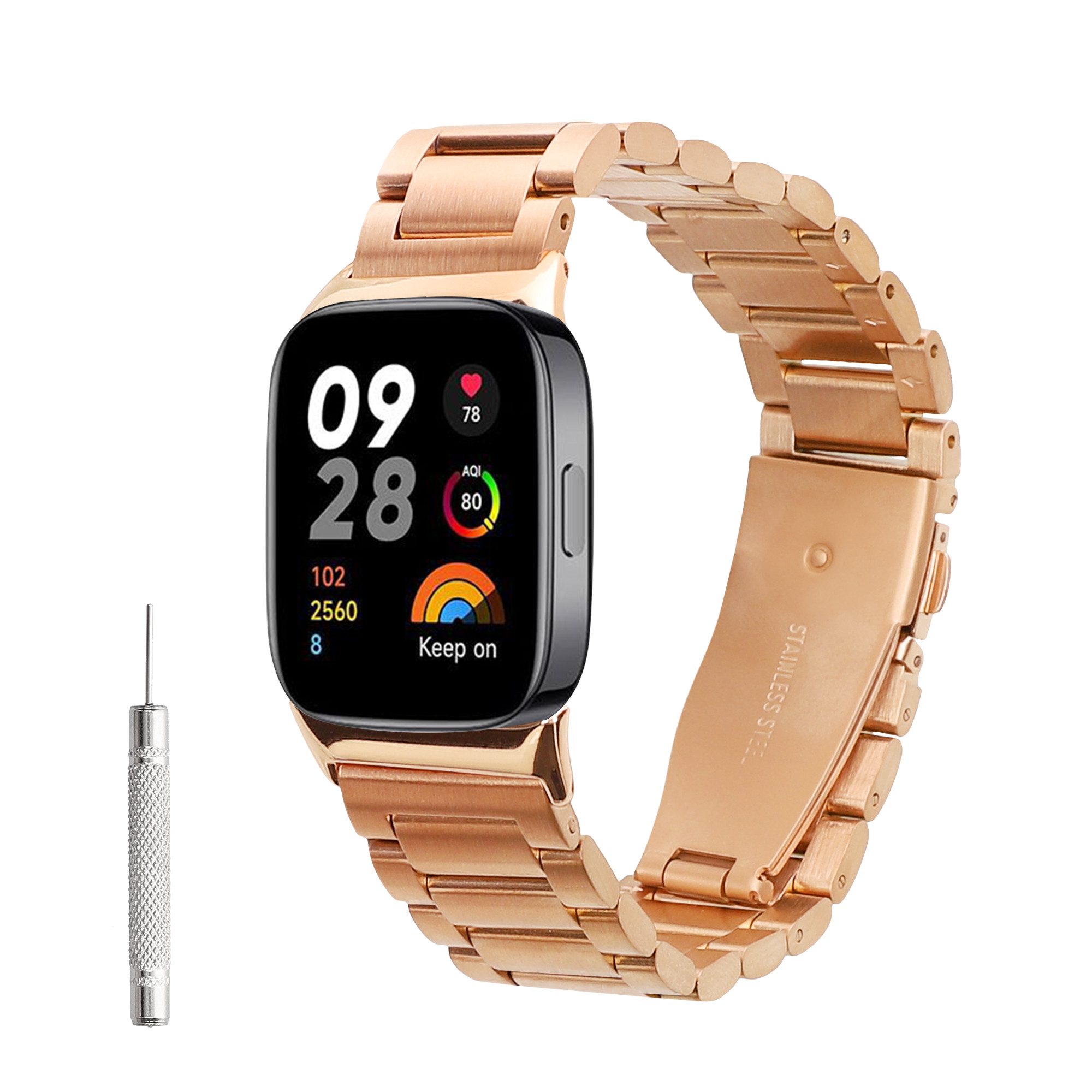 kwmobile Edelstahl Uhrenarmband für Xiaomi Smart Band 8 Pro / Band 9 Pro / Smartwatch, 1-tlg., Ersatzarmband für Smartwatch - 14 - 22 cm Innenmaße