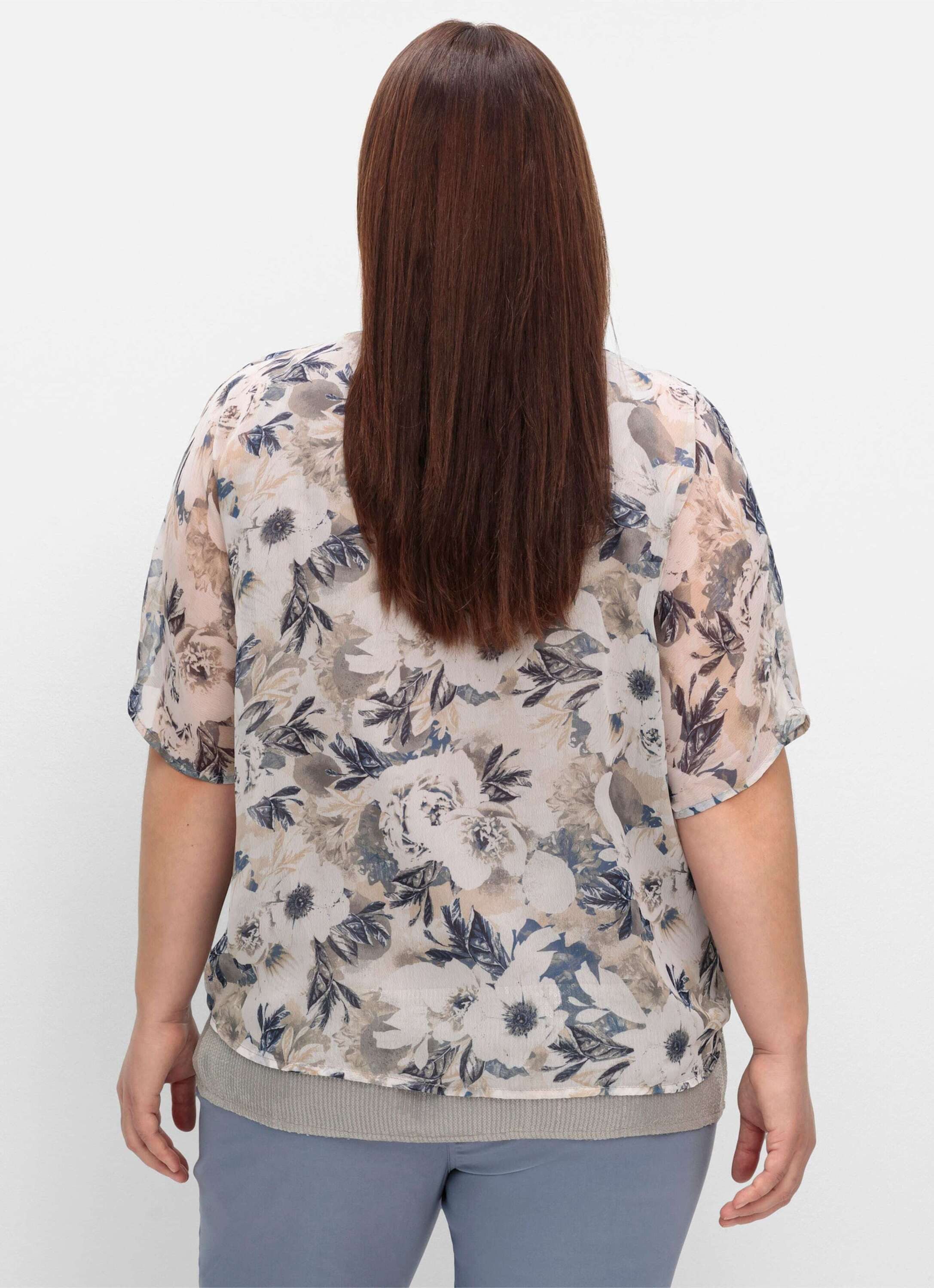 Sieh an! Klassische Bluse 2-in-1-Bluse Kurzarm