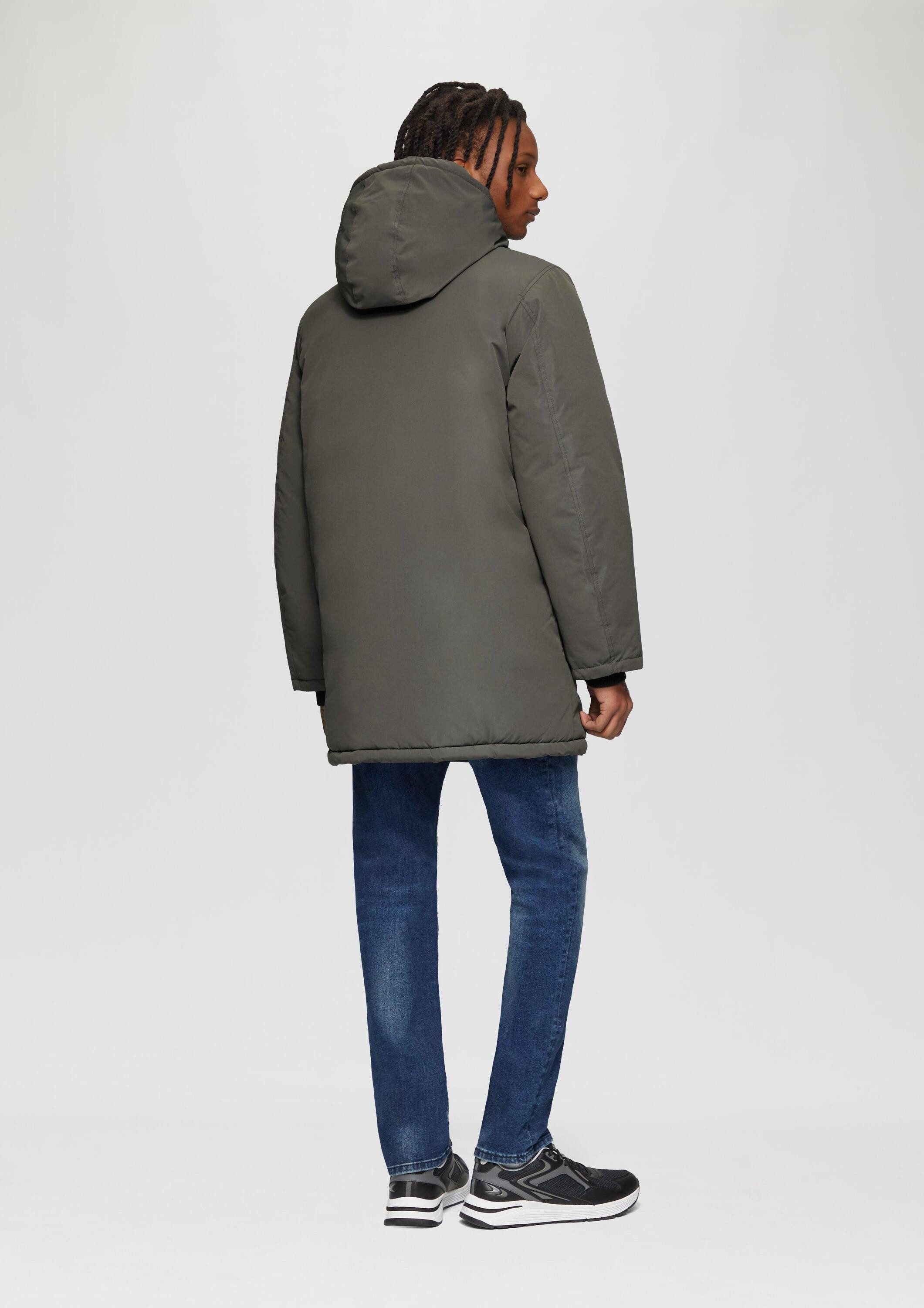 QS Wintermantel Outdoor-Mantel Wattierter Parka mit Kapuze