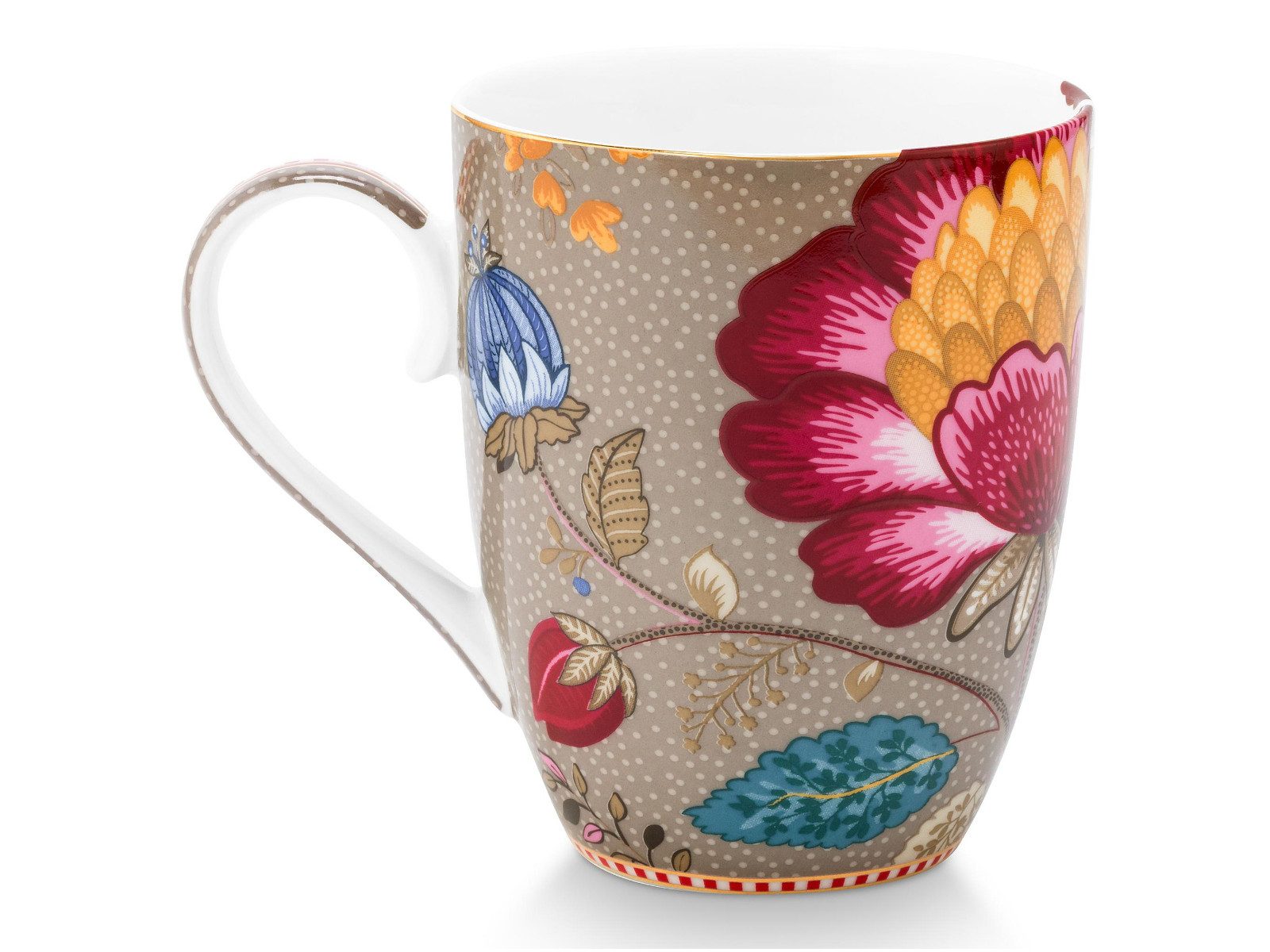 PiP Studio Becher Blooming Tales Fantasy Khaki Henkelbecher Large 0,365l, Porzellan – Bild 2 von 4