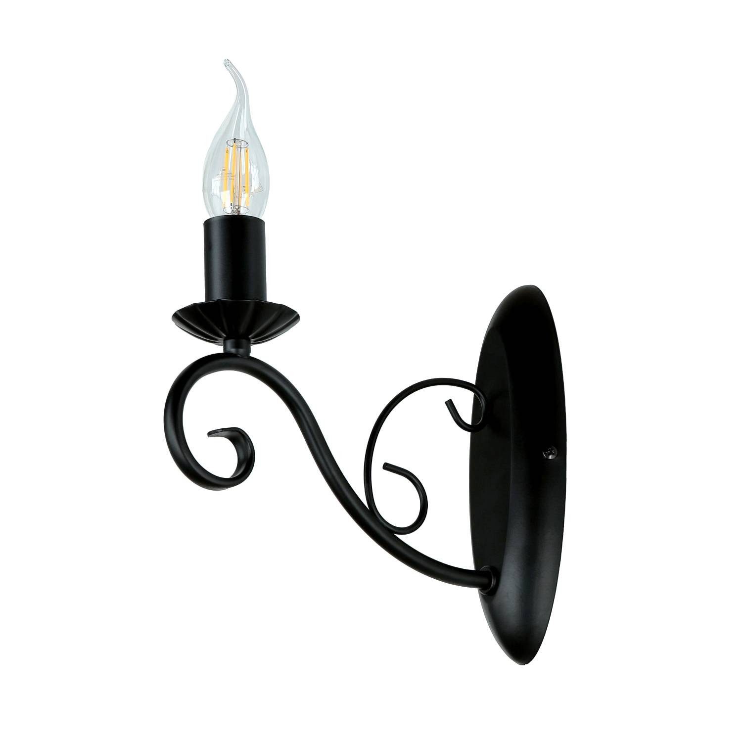 Licht-Erlebnisse Wandleuchte MAURO, ohne Leuchtmittel, Wandlampe Schwarz Metall anmutig Wohnzimmer Flur Esszimmer Lampe