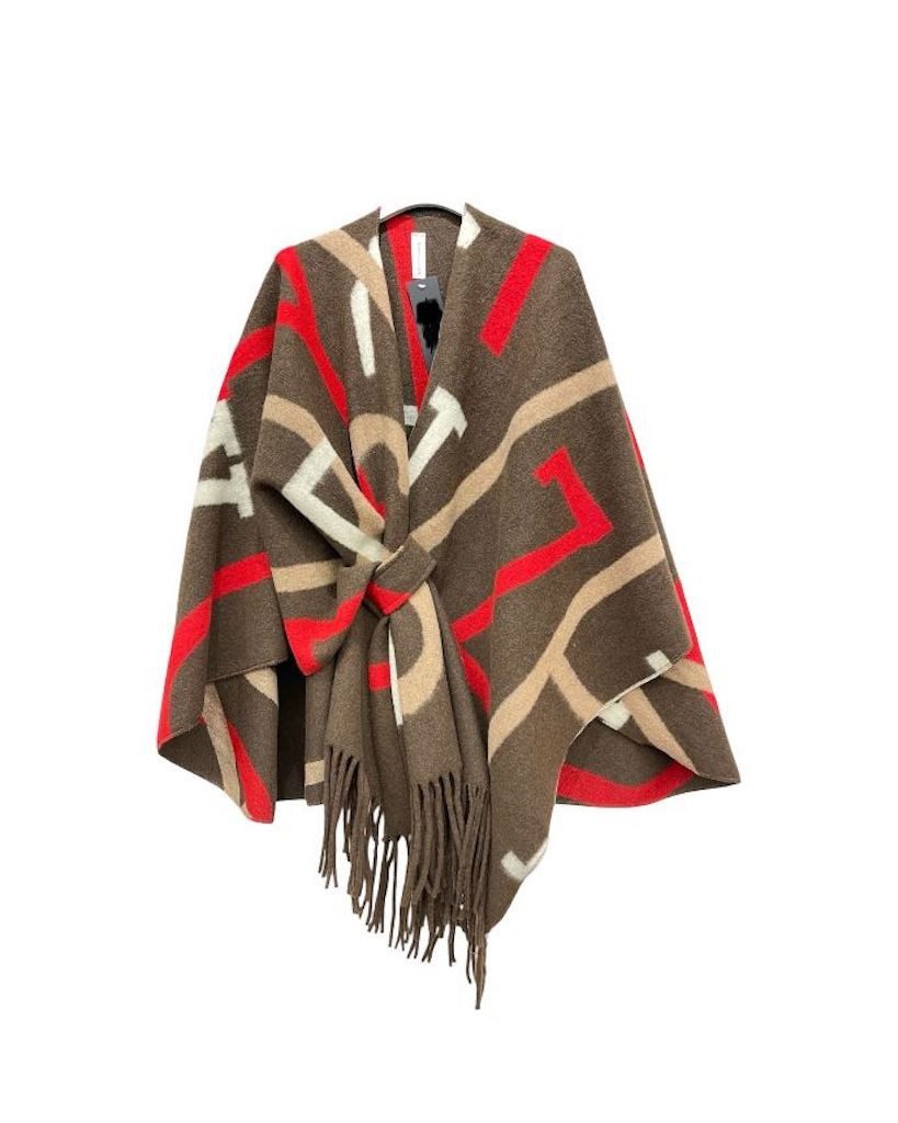 BZNA Poncho BZNA Valerie Strickponcho - Wolltuch mit Fransen - Cape MADE IN ITALY mit Fransen