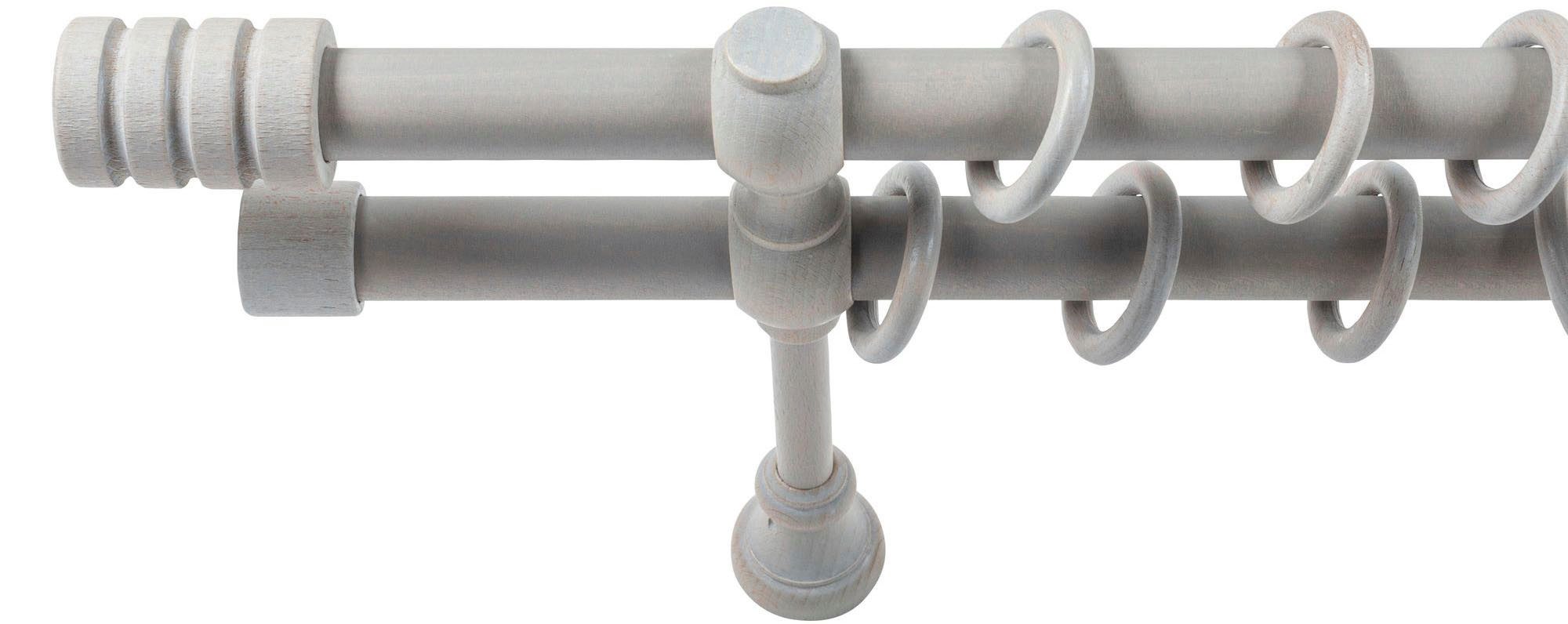SN DECO GROUP Gardinenstange Pisa, 2-läufig, Fixmaß, mit Bohren, verschraubt, Holzwerkstoff, 28 mm, Holz, verschiedene Längen und Farben, Komplettset