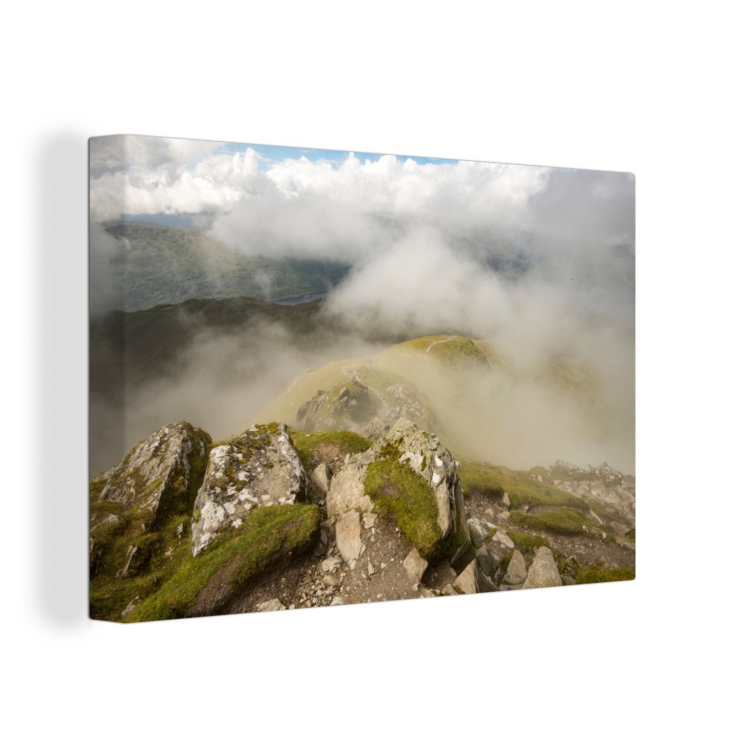 OneMillionCanvasses® Leinwandbild Dunkle Wolken über dem Loch Lomond and the Trossachs National Park in, (1 St), Wandbild Leinwandbilder, Aufhängefertig, Wanddeko, 30x20 cm
