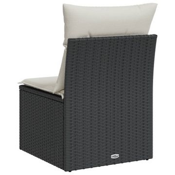 vidaXL Loungesofa Gartensofa ohne Armlehnen mit Kissen Schwarz Poly Rattan