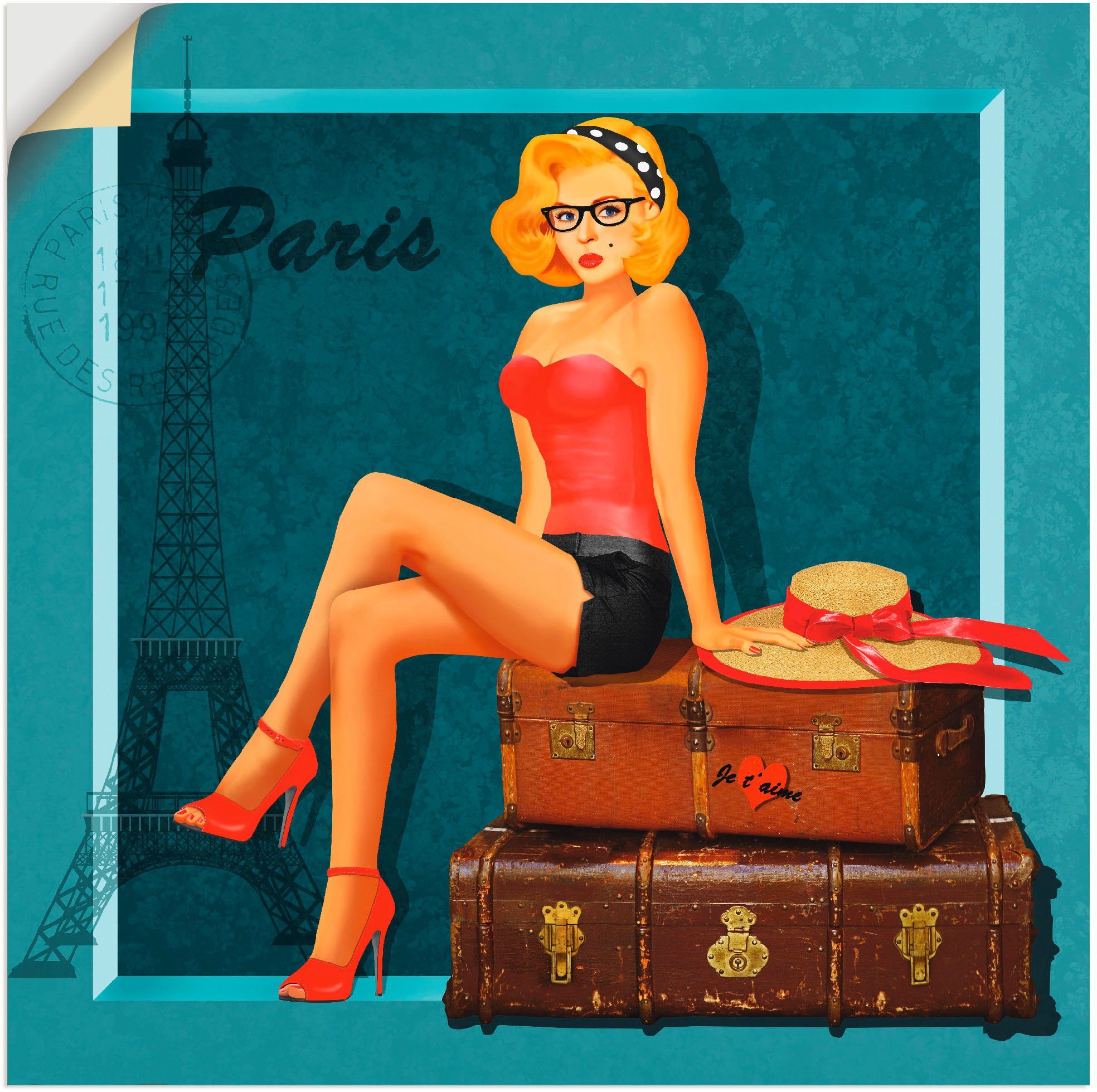 Artland Wandbild Reise nach Paris, Frau (1 St), als Leinwandbild, Wandaufkleber oder Poster in versch. Größen