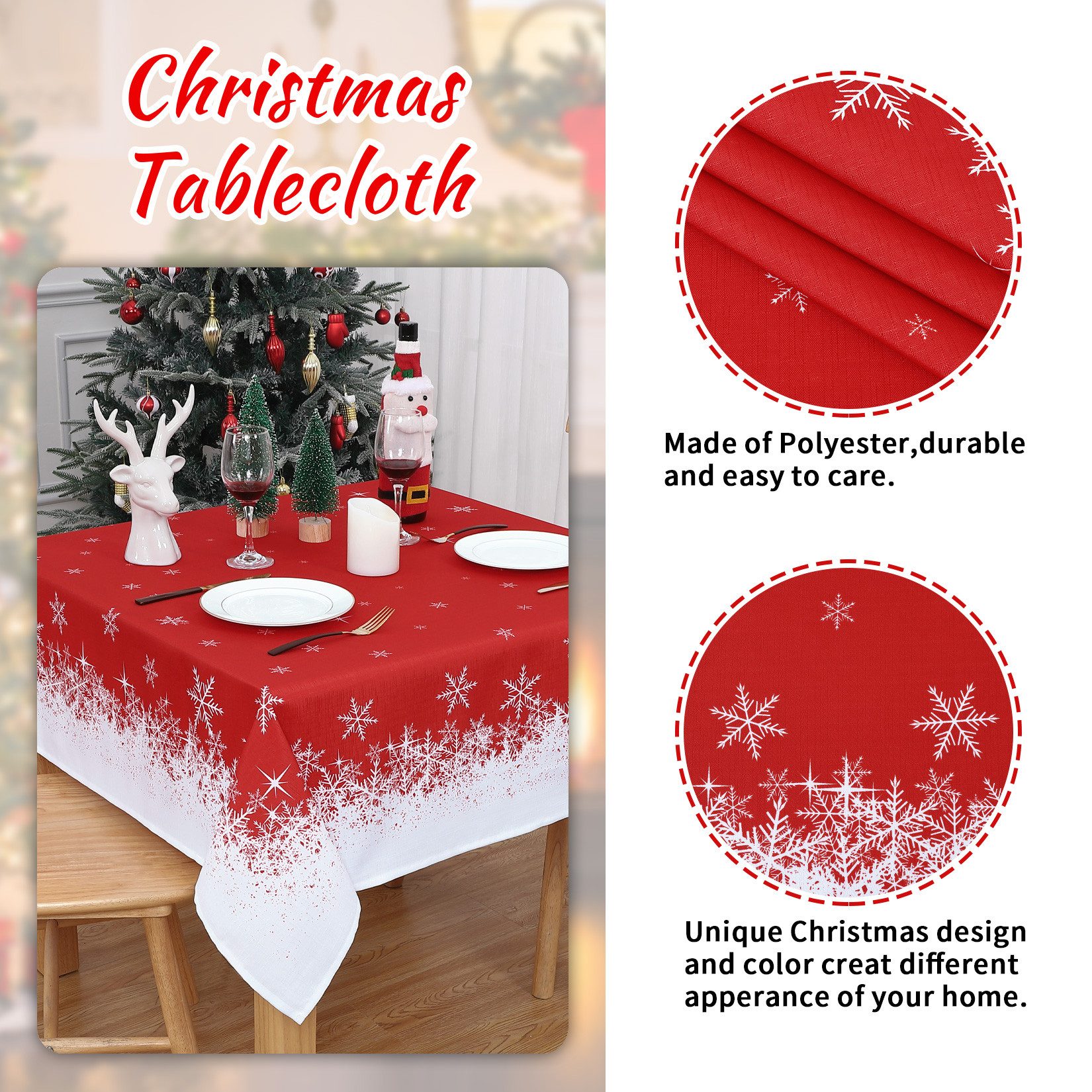 GarveeMore Tischdecke Weihnachten Tischdecke Wasserabweisend Abwaschbare günstig online kaufen