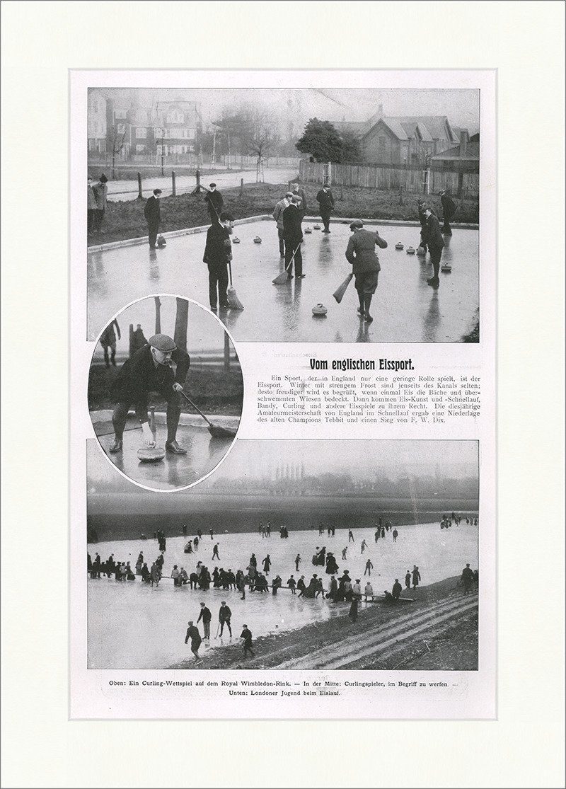 Kunstdruck Vom englischen Eissport 1908 Winter Curling Eislaufen London F_Vintage, (1 St)