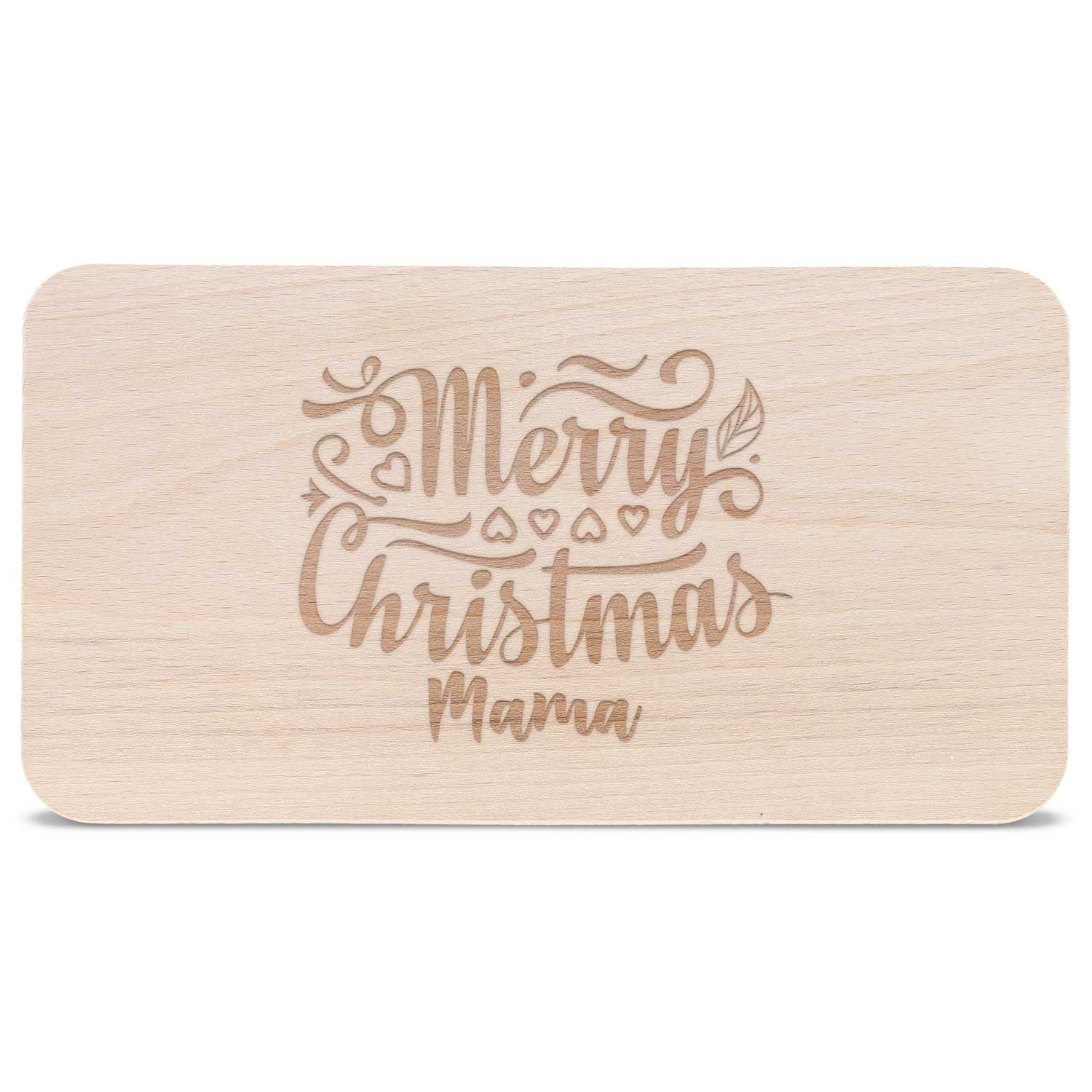 GRAVURZEILE Schneidebrett Frühstücksbrettchen aus Holz mit Gravur - Merry Christmas Mama, Weihnachtsdeko - Geschenke für Kinder Jungen und Mädchen, Zu Weihnachten als Geschenk zum Wichteln und Nikolaus