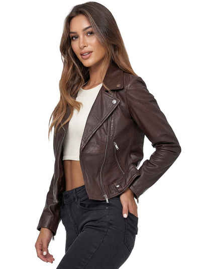 Tazzio Lederjacke F507 Biker Look mit coolen Zipper-Details & Reverskragen