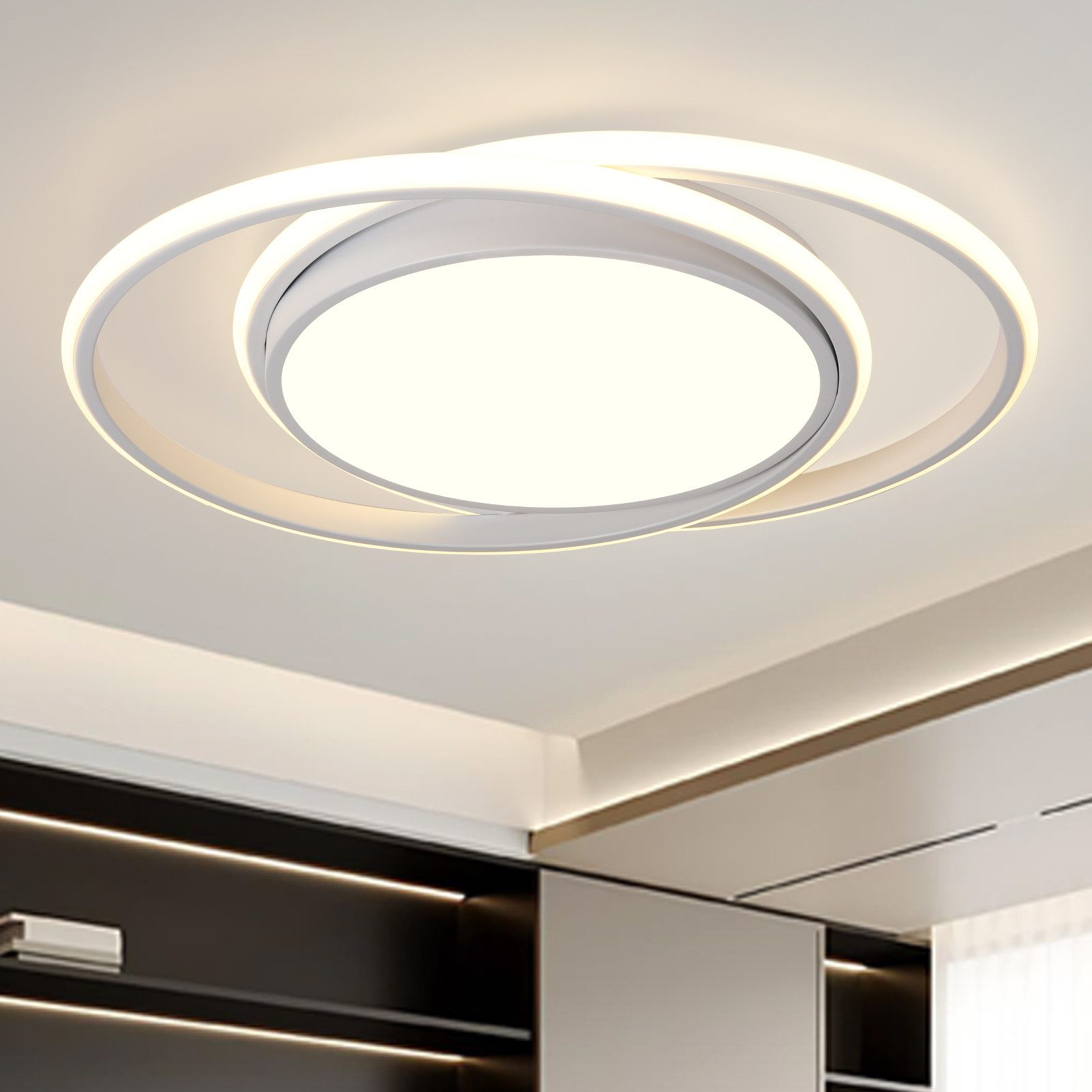 JDONG LED Deckenleuchte Schwarz 30/32cm Deckenlampe 4000K 2000LM Neutralweiß Lampe, LED fest integriert, Tageslichtweiß, für Küche Balkon Flur Schlafzimmer Keller Ø30CM