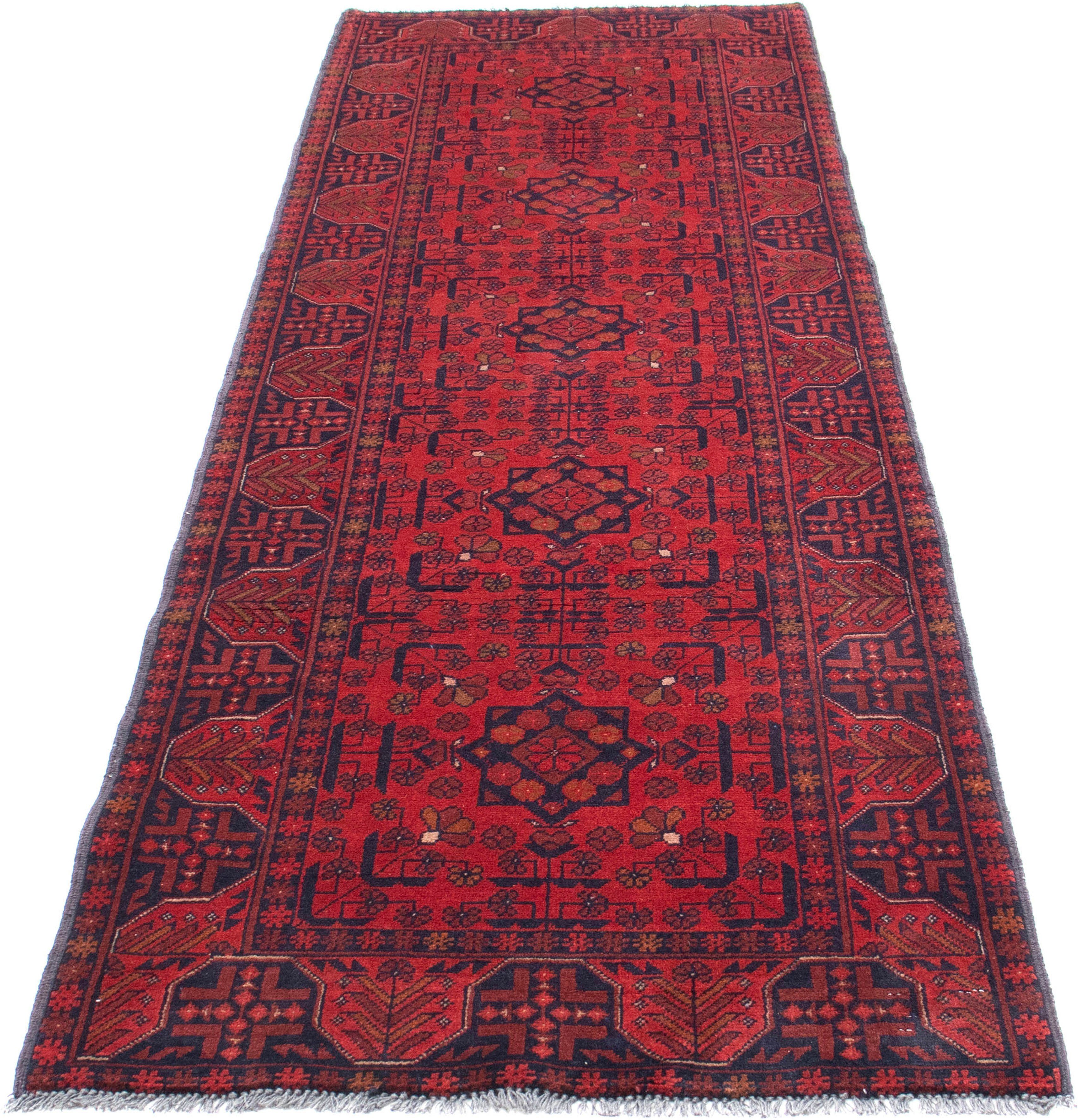 Orientteppich Afghan - Kunduz - 287 x 84 cm - dunkelrot, morgenland, rechteckig, Höhe: 7 mm, Wohnzimmer, Handgeknüpft, Einzelstück mit Zertifikat