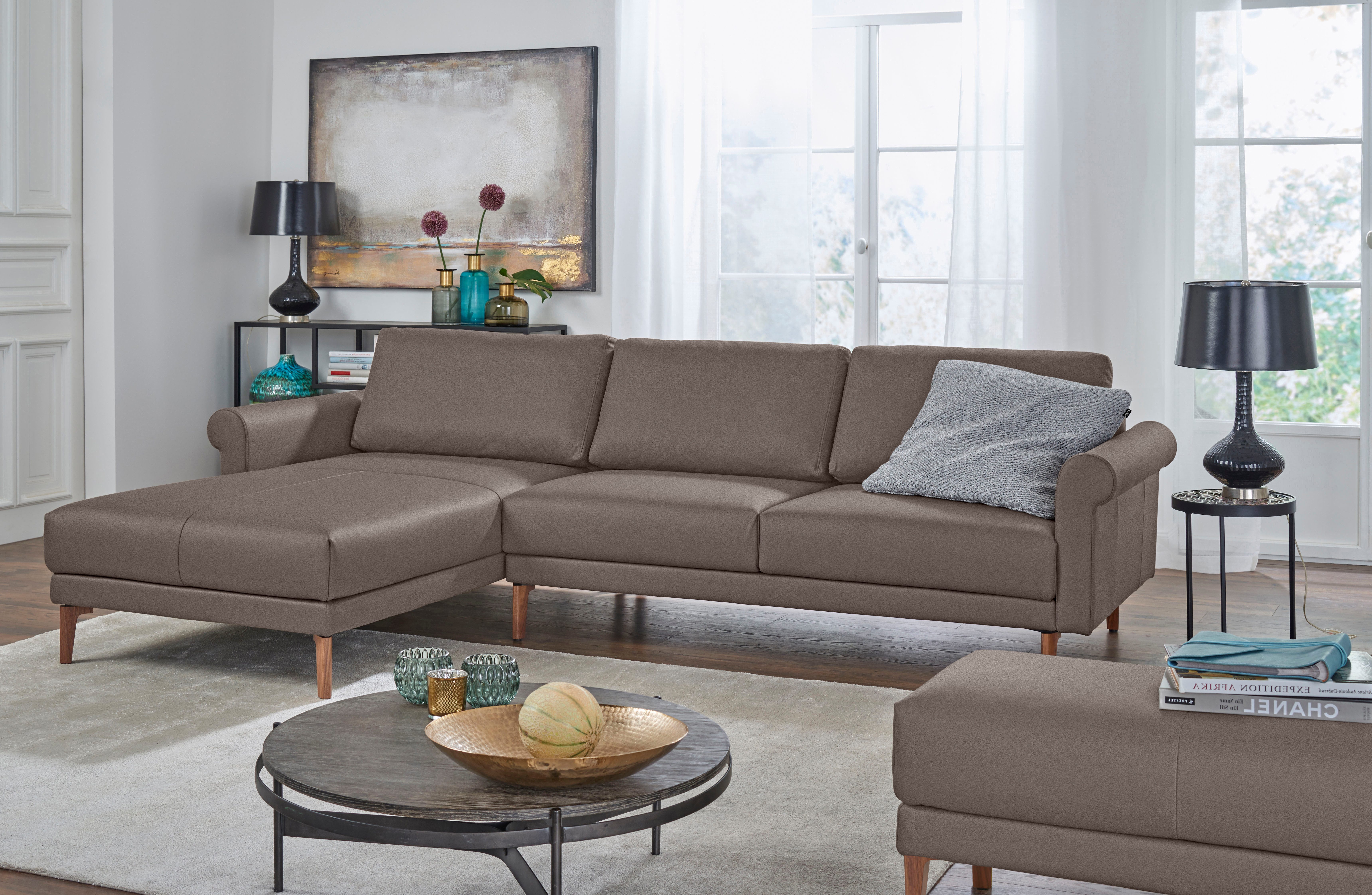 Creation BY ROLF BENZ Ecksofa CR.450, Designecksofa, Polsterecke, L-Form, 282/178 cm (B/T), abgerundete Armlehne Schnecke, modern Landhaus, Leder oder Chenille