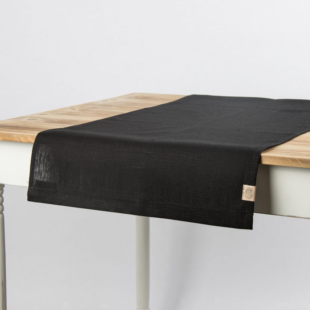 KARDELEN Tischläufer Leinentischläufer Tischläufer Erik 1-lagig 47x150cm schwarz