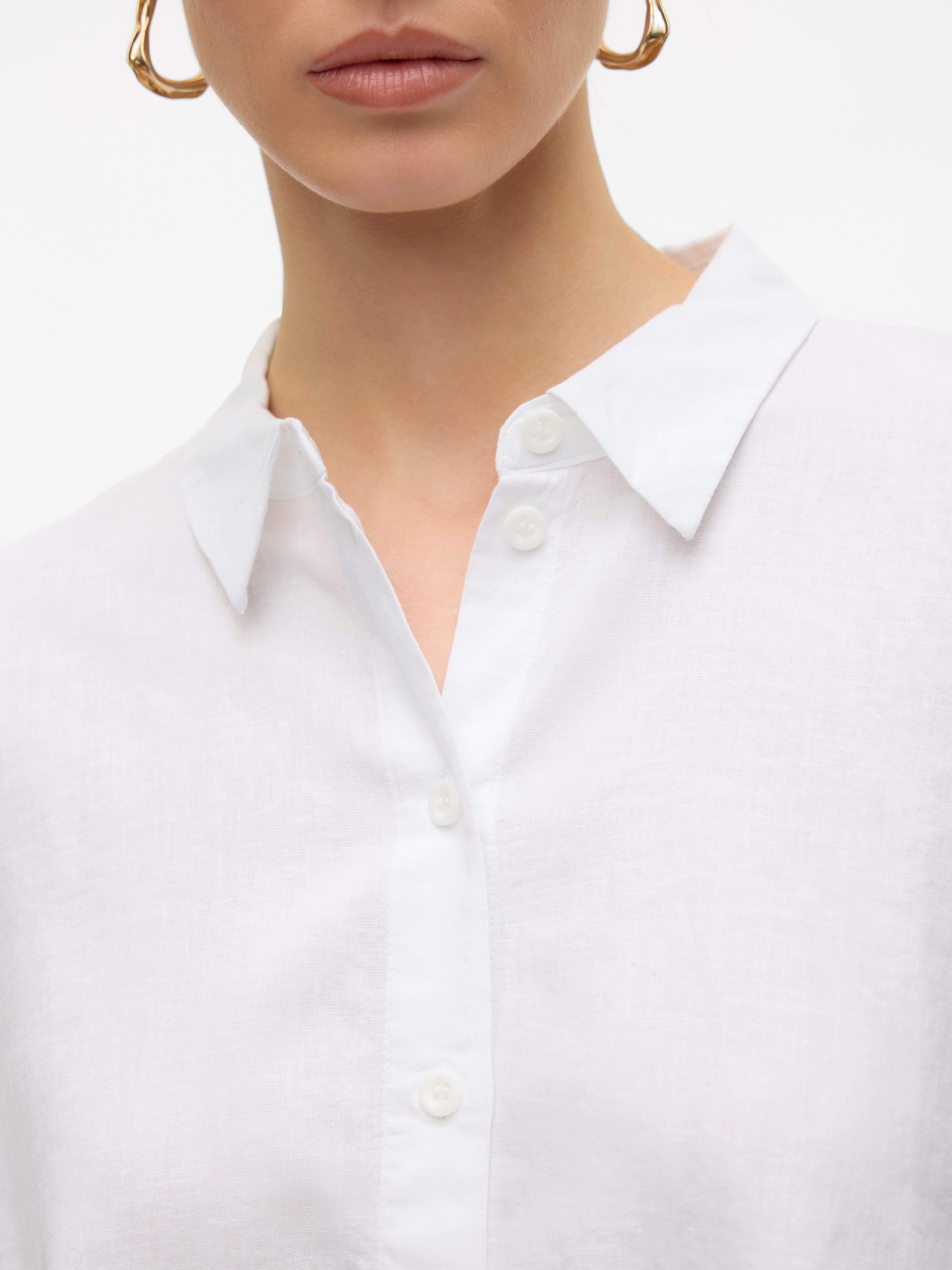 Vero Moda Hemdbluse VMLINN LINEN 2/4 SHORT SHIRT WVN NOOS