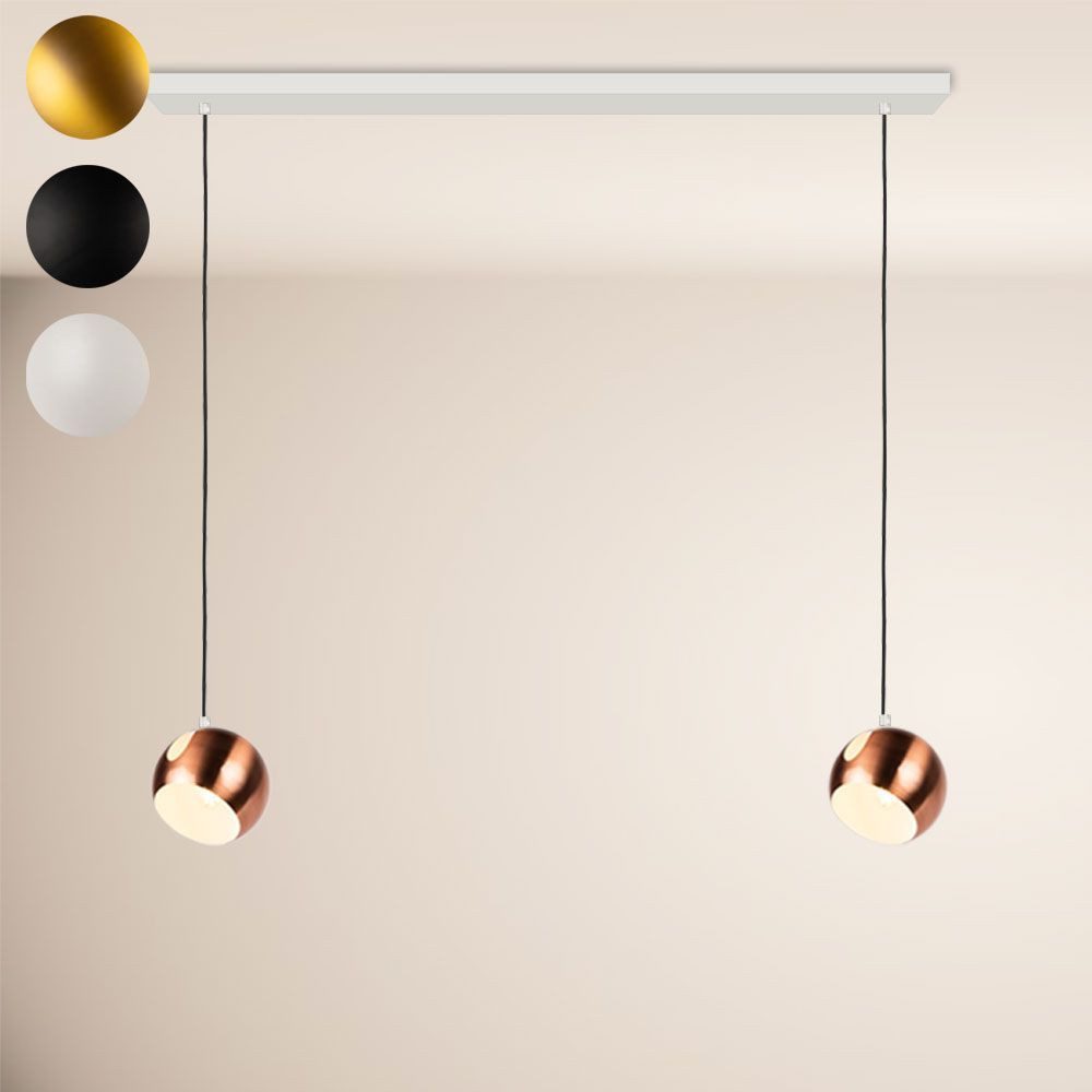 s.luce Pendelleuchte Ball Esstisch-Pendelleuchte 2-5-flammig Ø 20cm Balken 120cm Gold