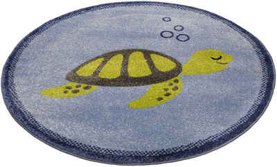 Kinderteppich Turtle ESP-40170, Esprit, rund, Höhe: 13 mm, Kurzflorteppich mit Schildkröten Motiv