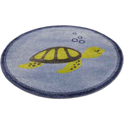 Kinderteppich Turtle ESP-40170, Esprit, rund, Höhe: 13 mm, Kurzflorteppich mit Schildkröten Motiv