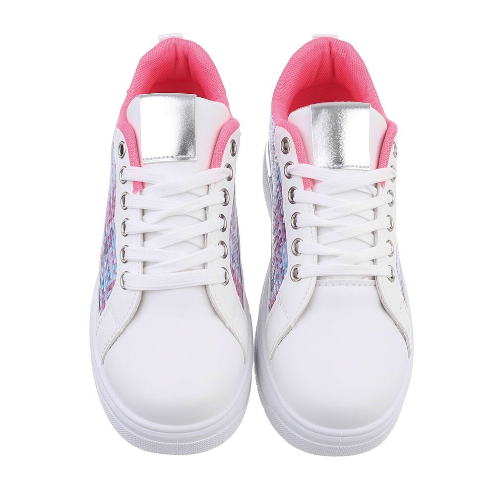 Ital-Design Damen Low-Top Freizeit Sneaker Keilabsatz/Wedge Sneakers Low in Weiß
