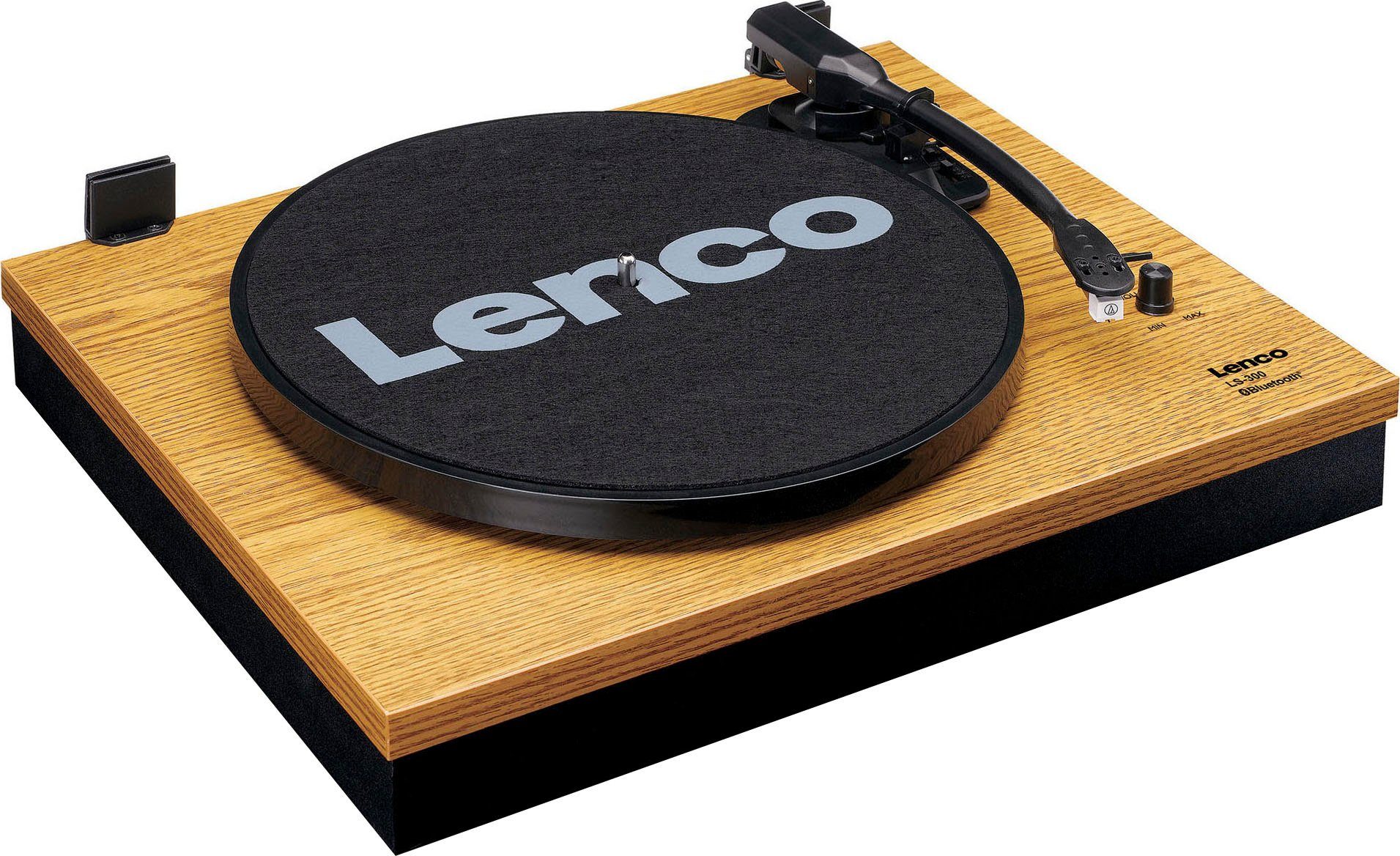 Lenco LS-300WD Plattenspieler Plattenspieler (Riemenantrieb) mit Lautsprechern ext. Holz