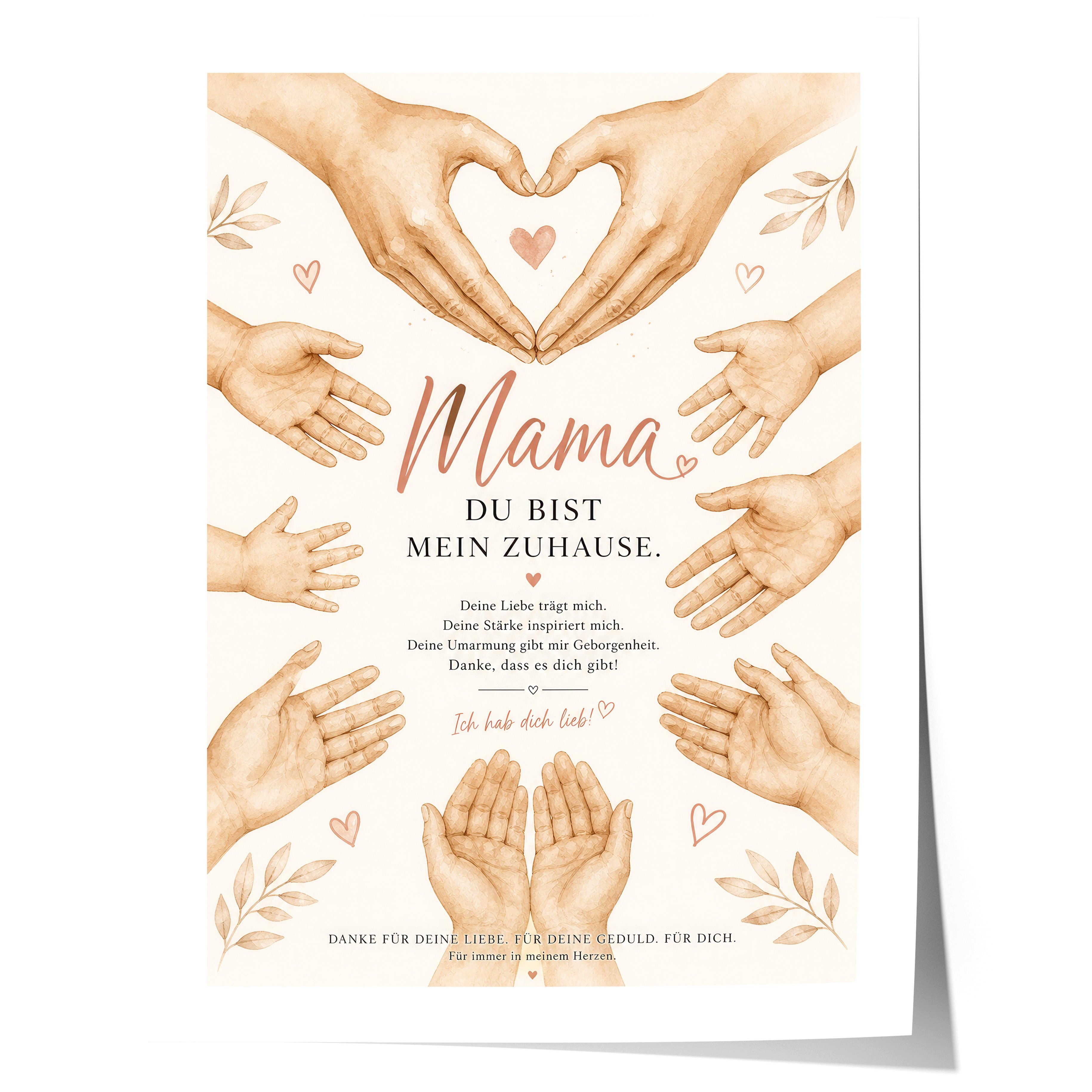 JUSTGOODMOOD Poster Muttertag Geschenk für Mama Familie Hände llustration Liebe Dankbarkei, (1 St)