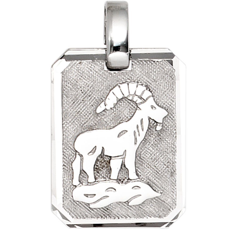 Schmuck Krone Kettenanhänger Anhänger Sternzeichen Steinbock aus 925 Silber, Silber 925