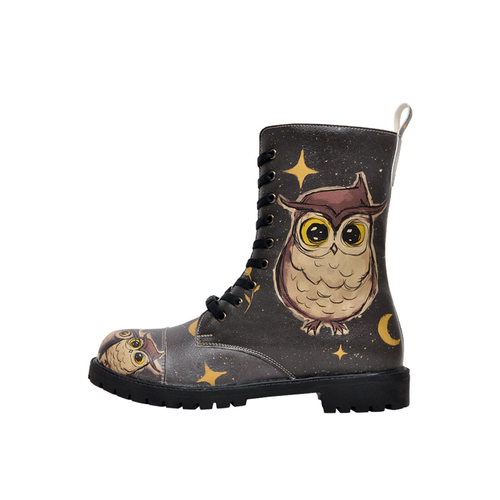 DOGO Zipsy High-Top Boots Owls Family Damen Stiefeletten Schnürboots Handge günstig online kaufen