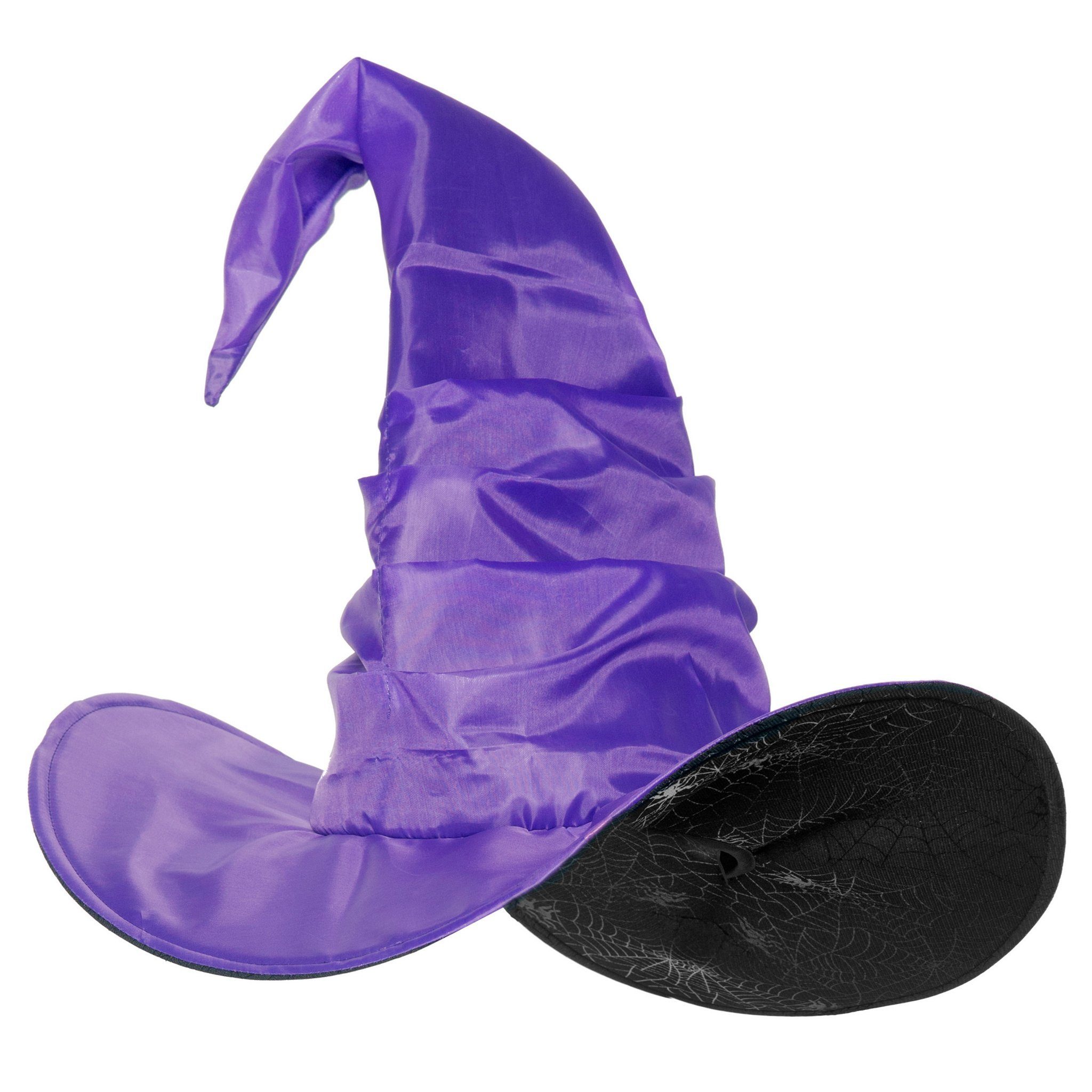 Underwraps Hexen-Kostüm Hexenhut lila - Karneval Faschingskostüm Damen, Lilafarbener Hexenhut mit biegbarer Spitze