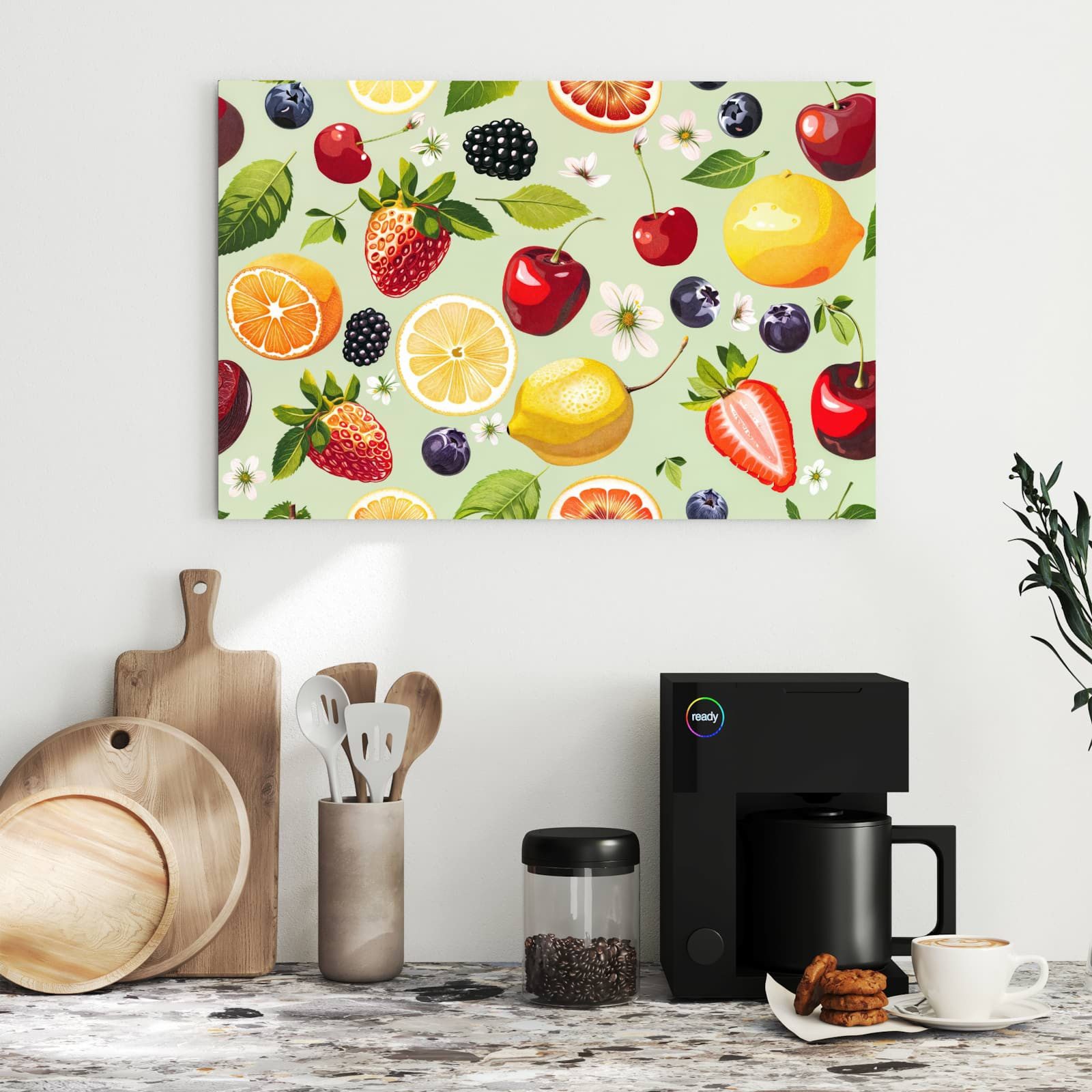 Primedeco Memoboard Metall Fruchtmix – beschreibbar & magnetisch, (Inklusive Stift, Magnete und Montagematerial, 1-tlg., 9 verschiedene Größen), Magnetisch und Beschreibbar