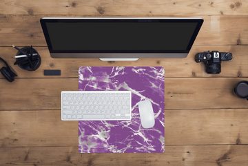 MuchoWow Gaming Mauspad Violett - Weiß - Marmor - Muster (1-St), Mousepad mit Rutschfester Unterseite, Gaming, 40x40 cm, XXL, Großes