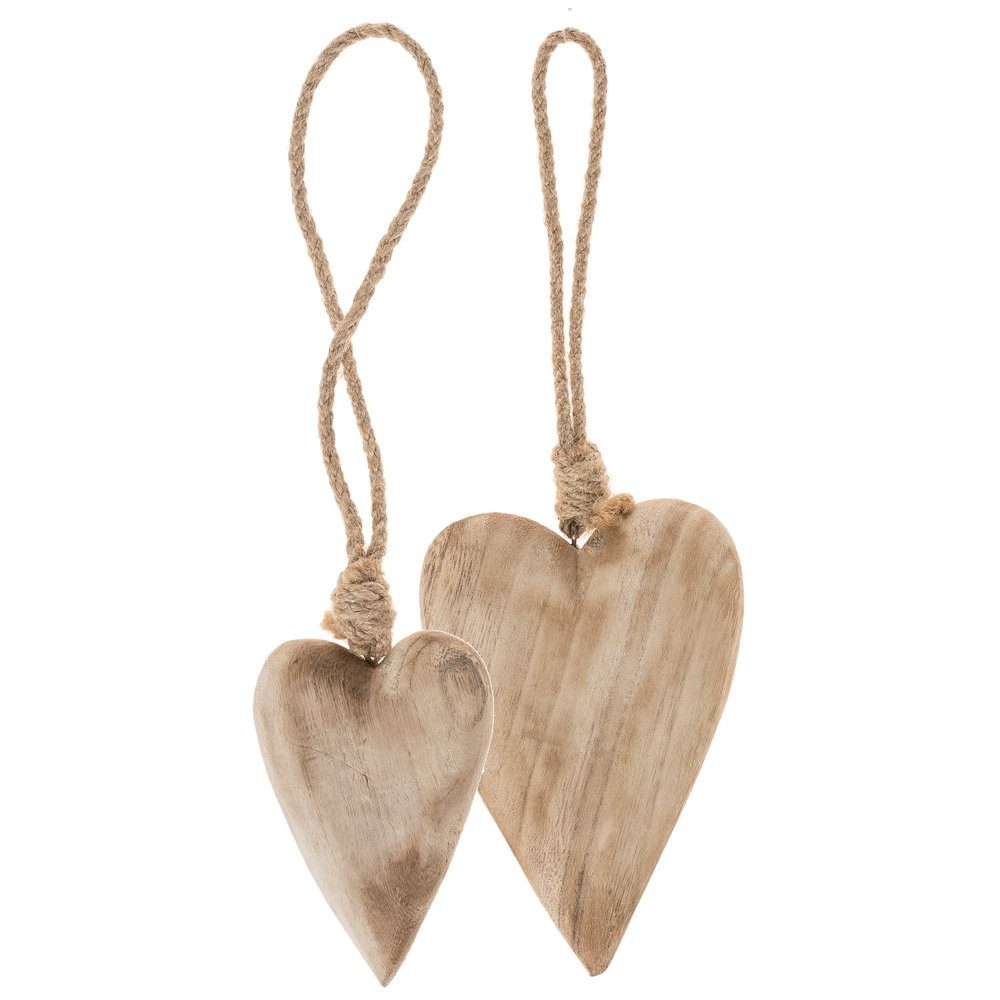 matches21 HOME & HOBBY Dekohänger Holzherz Herz Kordel Hängedeko aus Holz weiß 7x2x10-29 cm (1 St)