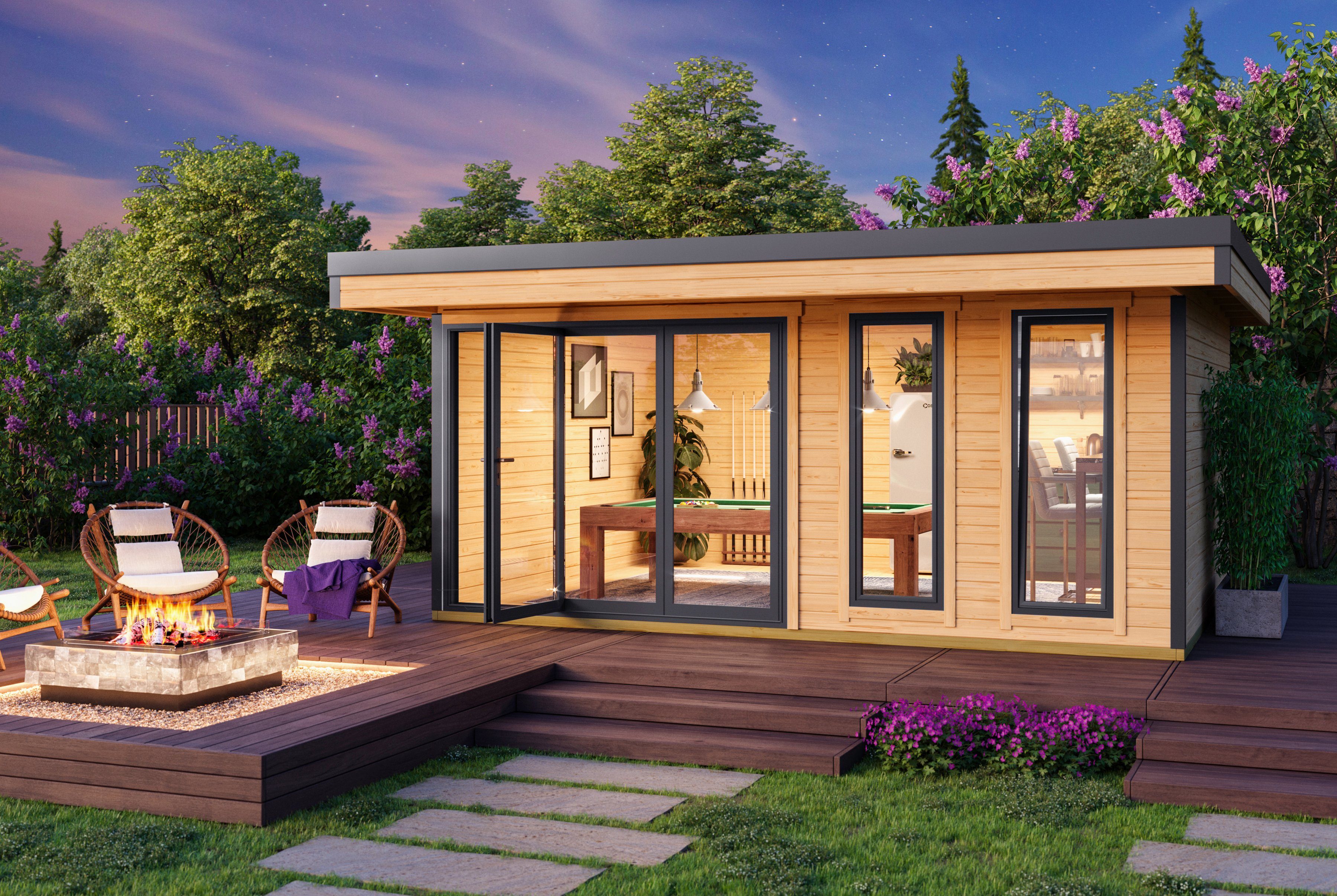 LASITA MAJA Gartenhaus DOMEO 8 NATUR/ANTHRAZIT, BxT: 560x489,2 cm, (Set), Fundamentmass 5000 x 4000, Naturbelassen