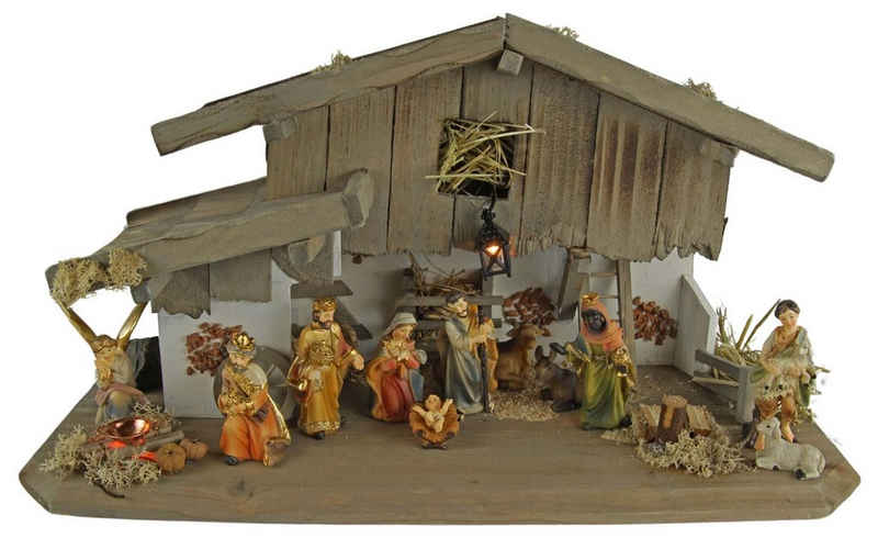 Krippenursel Krippe Weihnachtskrippe Eismannsberg inkl. 12-tlg. Figurensatz K 181 (12-tlg), Handarbeit aus Holz,Moos,Heu,Krippenputz