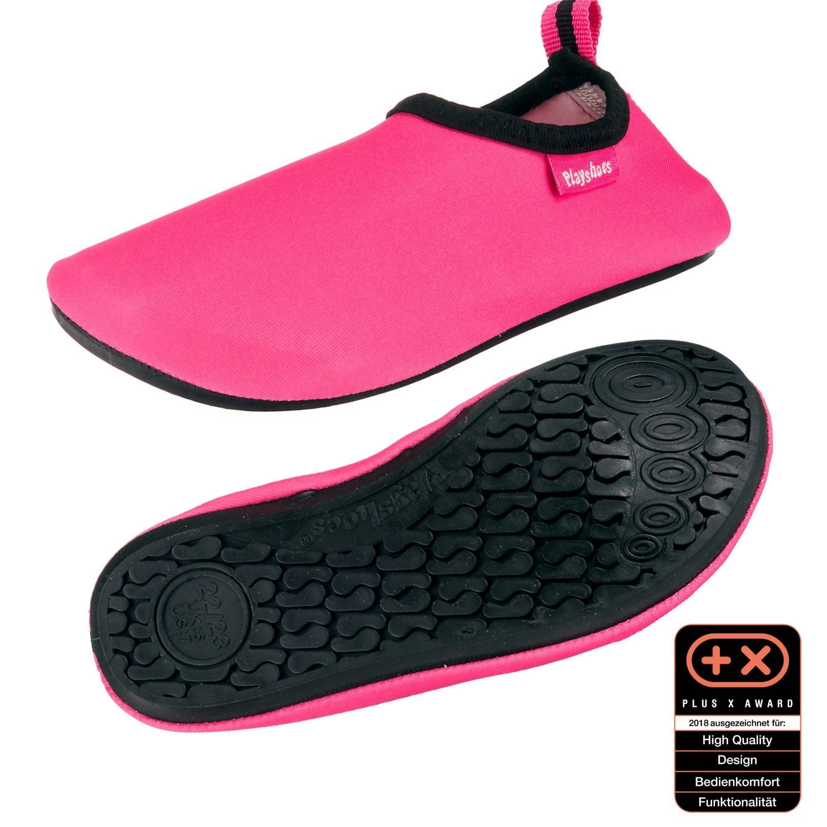 mit flexible Barfuß-Schuh Uni Sohle Passform, rosa Playshoes Badeschuhe Badeschuh Schwimmschuhe, rutschhemmender Wasserschuhe