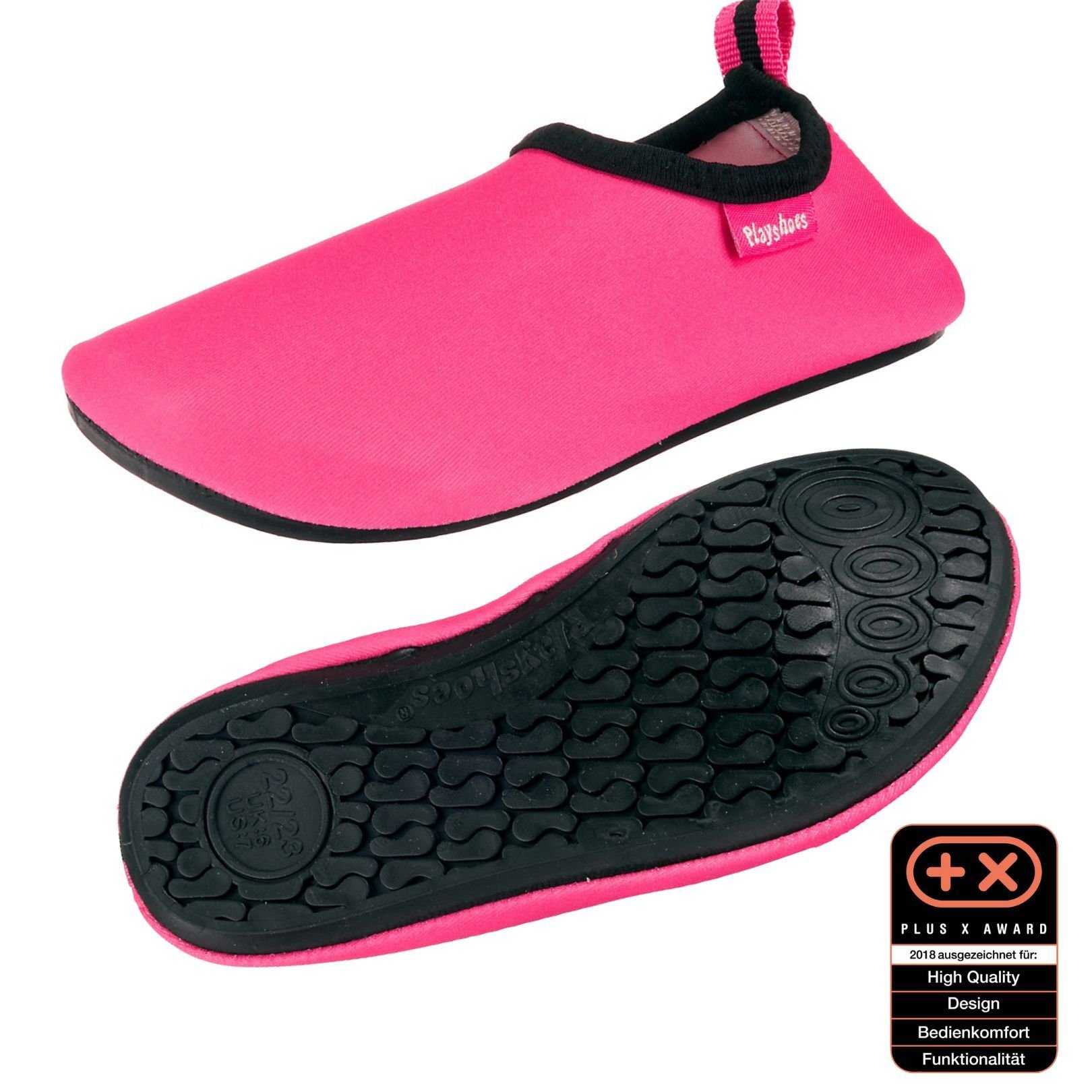 Playshoes Badeschuhe Wasserschuhe Schwimmschuhe, Uni Badeschuh flexible Passform, Barfuß-Schuh mit rutschhemmender Sohle